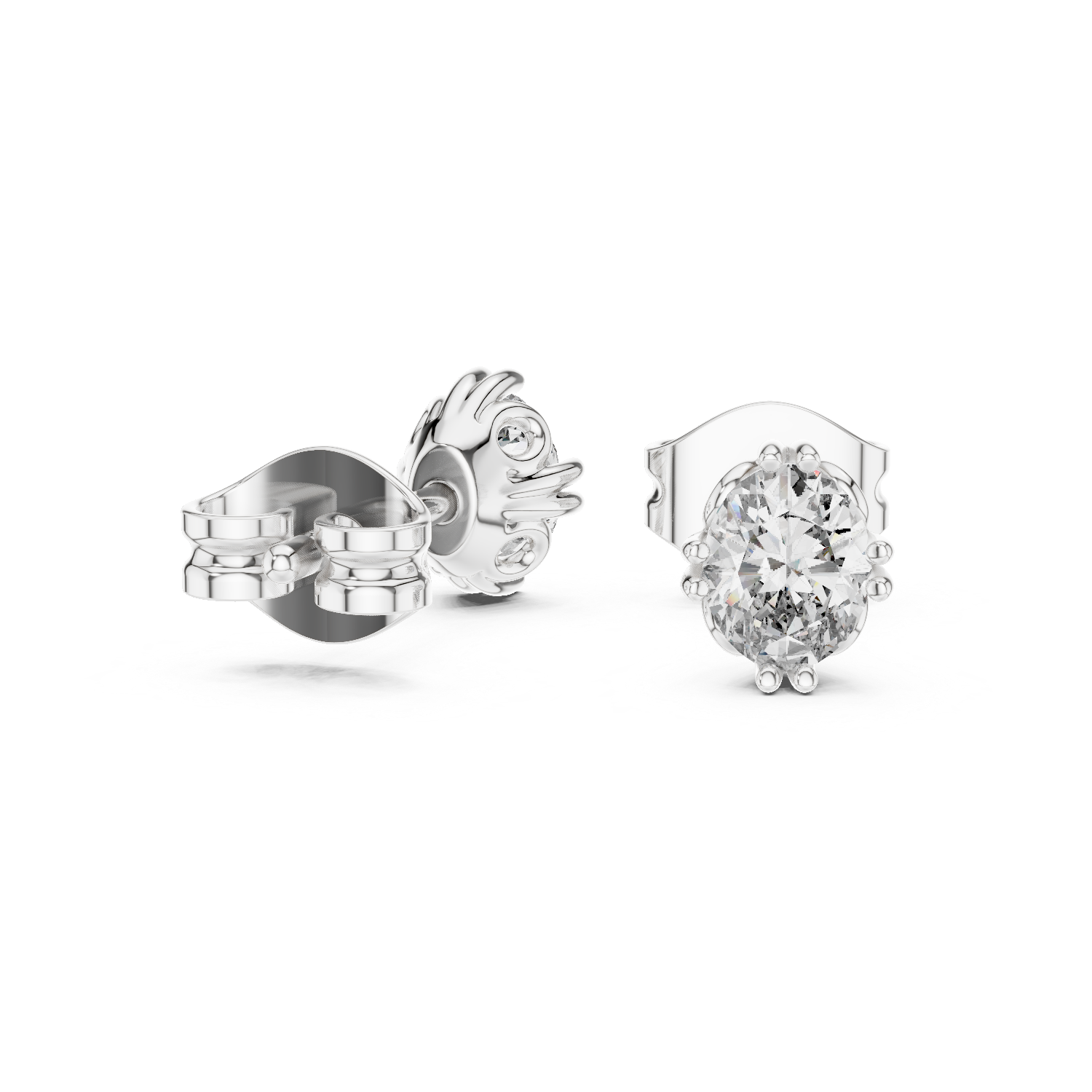 Double Prong Oval Cut Stud Earrings