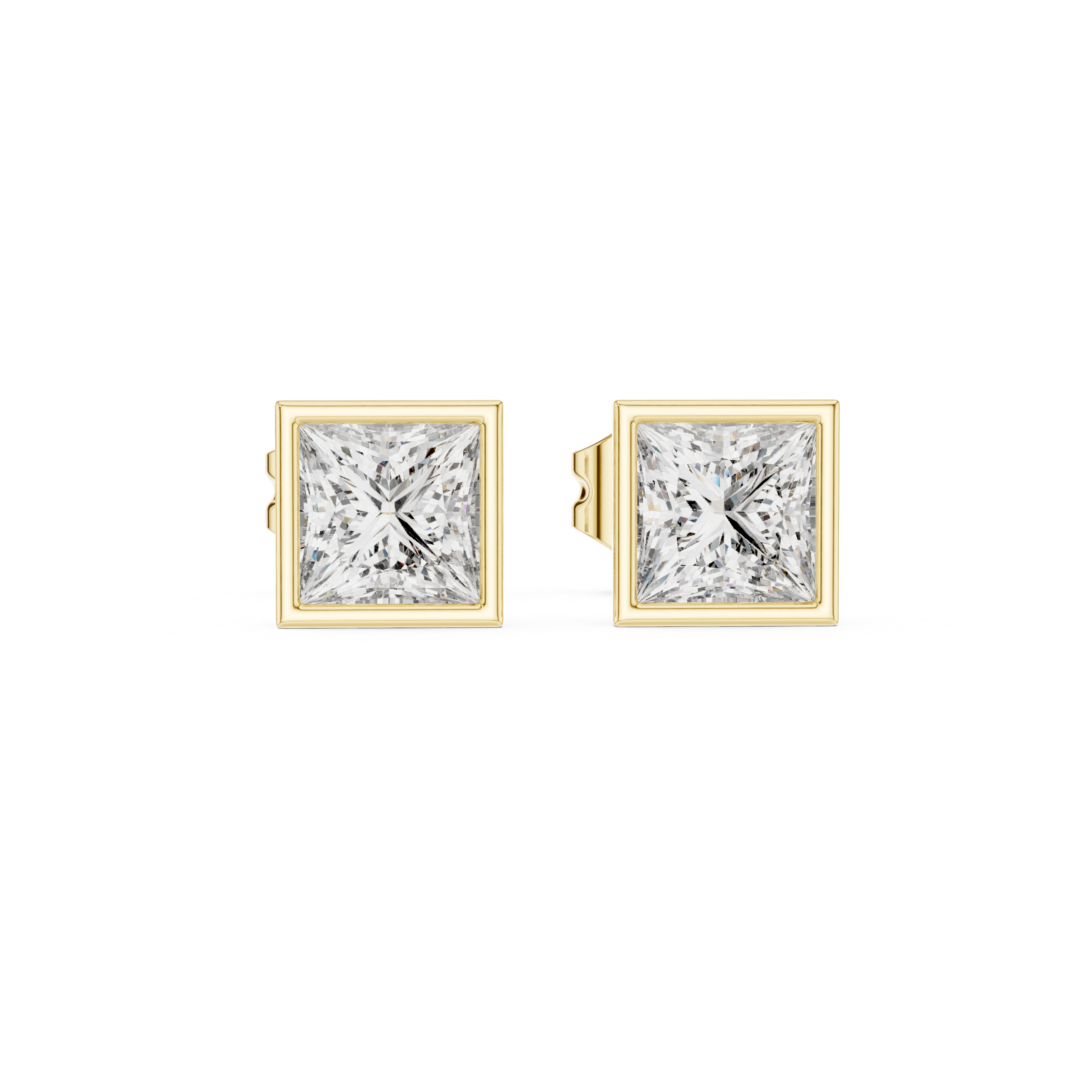 Princess Cut Bezel Set Lab Diamond Stud Earring