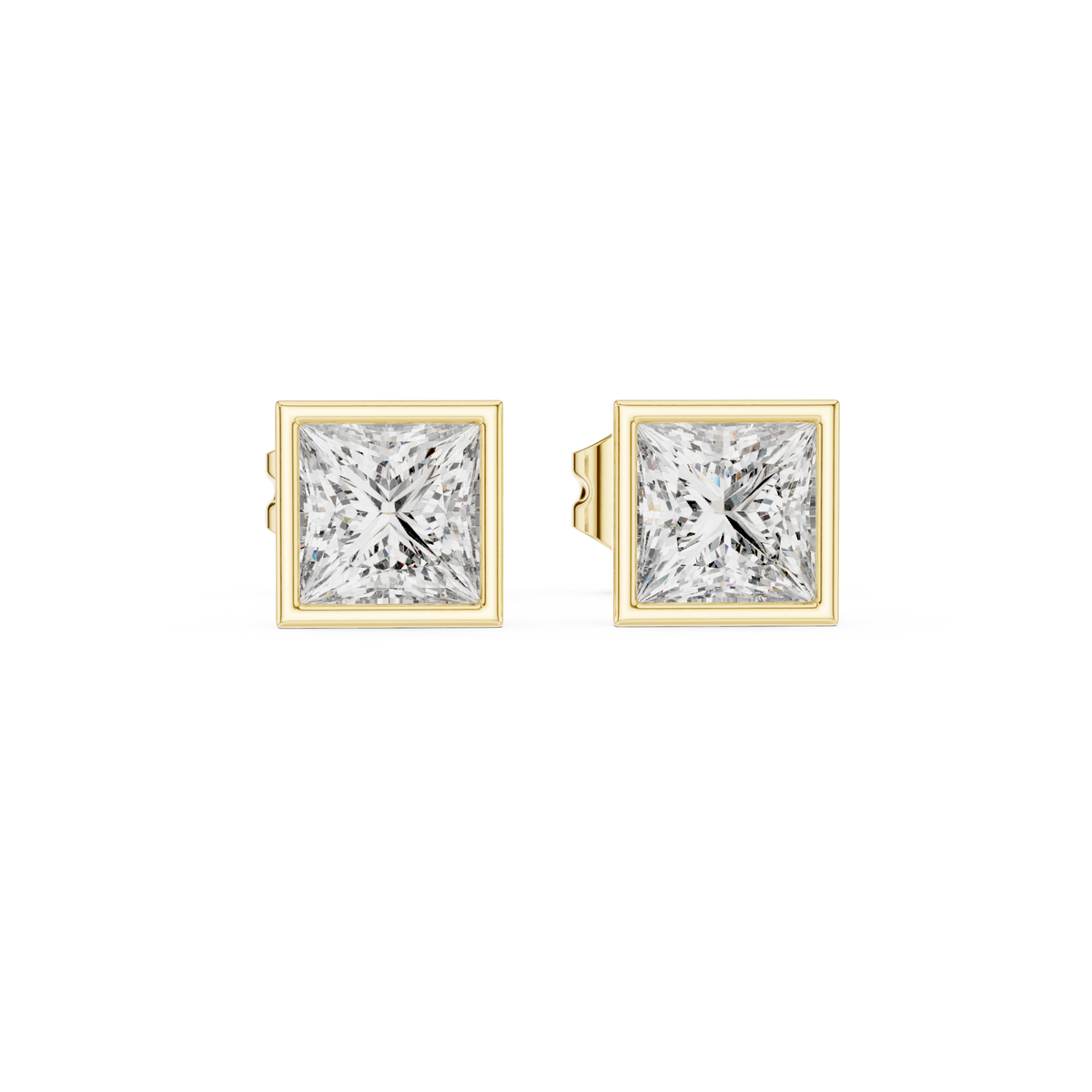 Princess Cut Bezel Set Lab Diamond Stud Earring