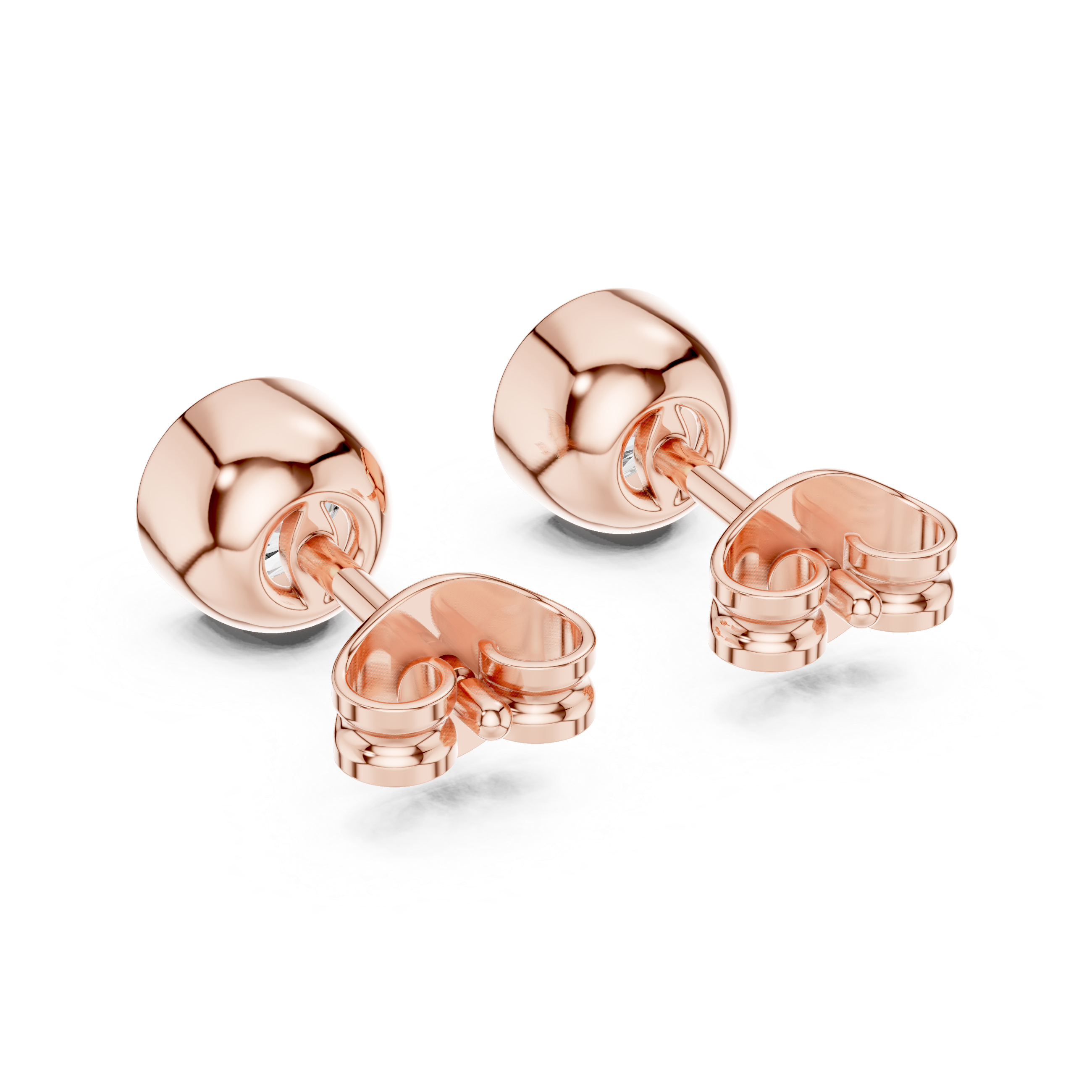 Round Cut Bezel Set Lab Diamond Stud Earrings