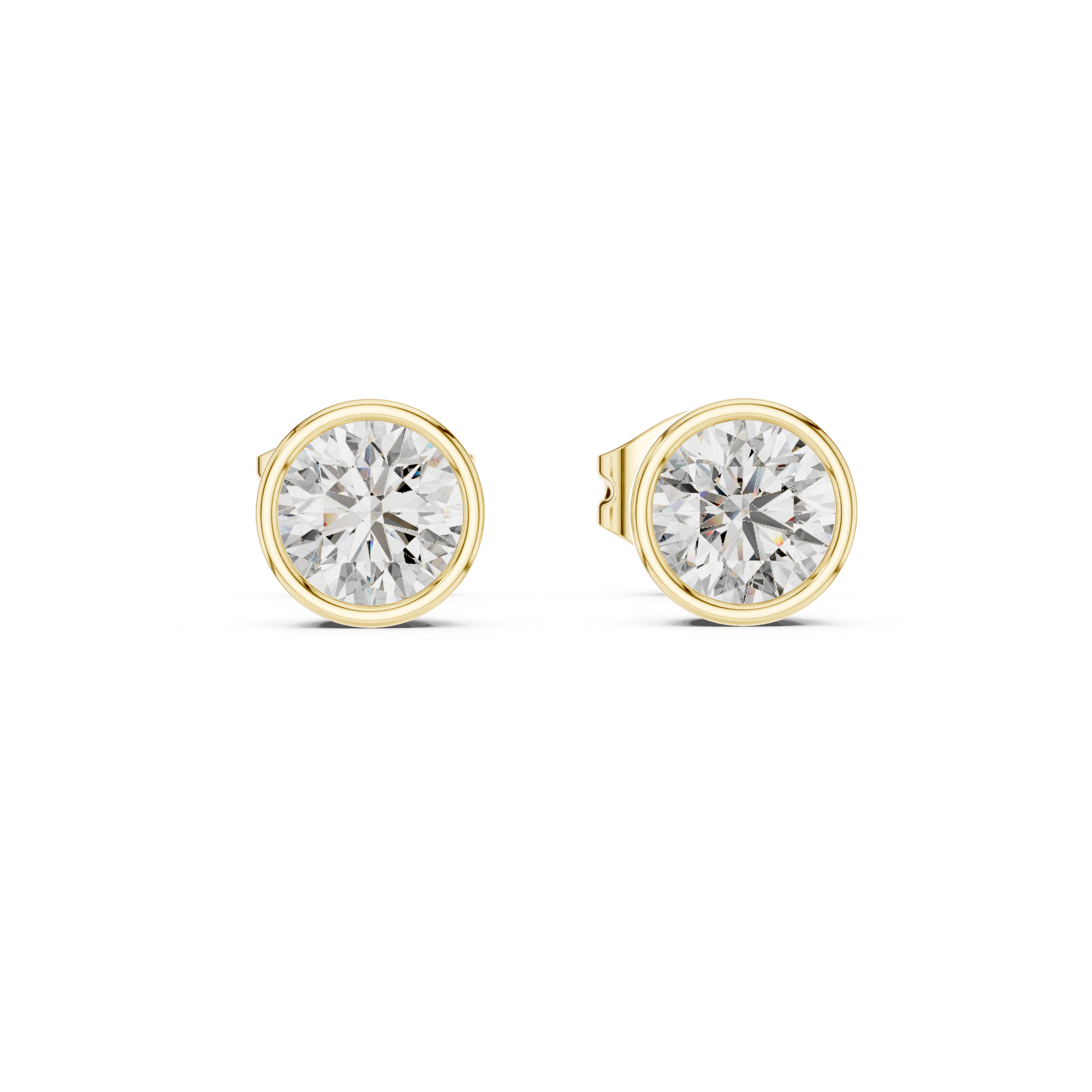 Round Cut Bezel Set Lab Diamond Stud Earrings