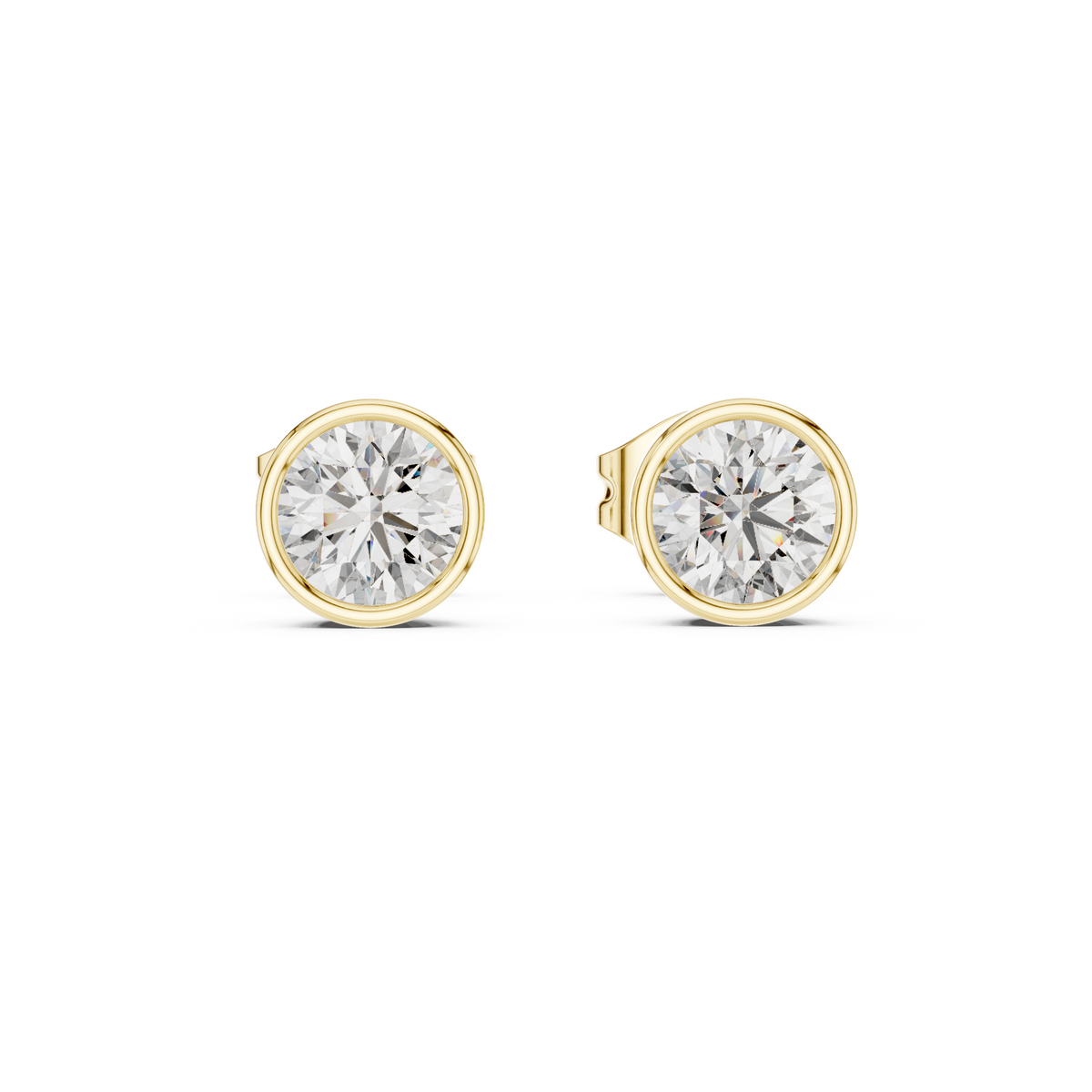 Round Cut Bezel Set Lab Diamond Stud Earrings