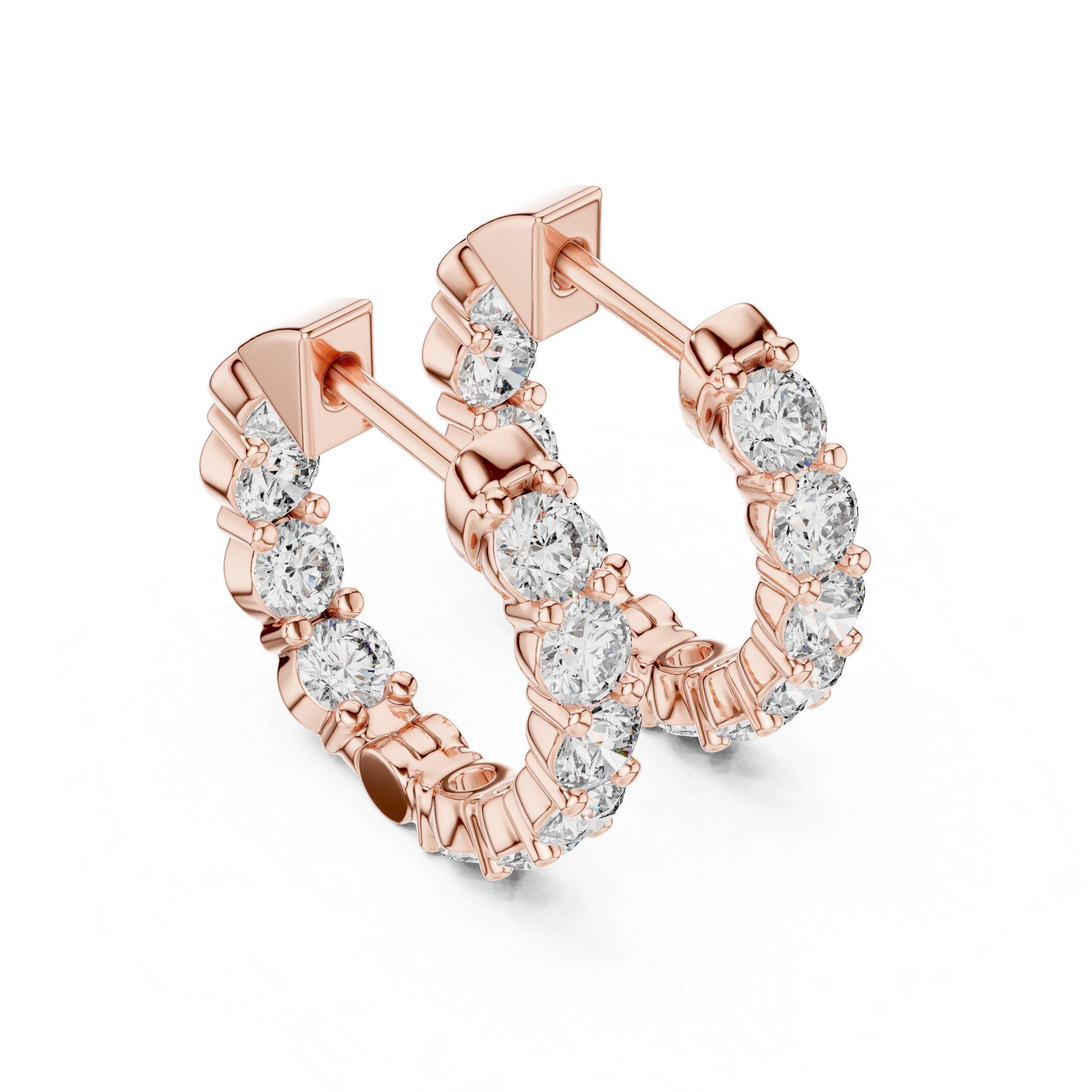 Round Diamond Eternity Hoop Earrings
