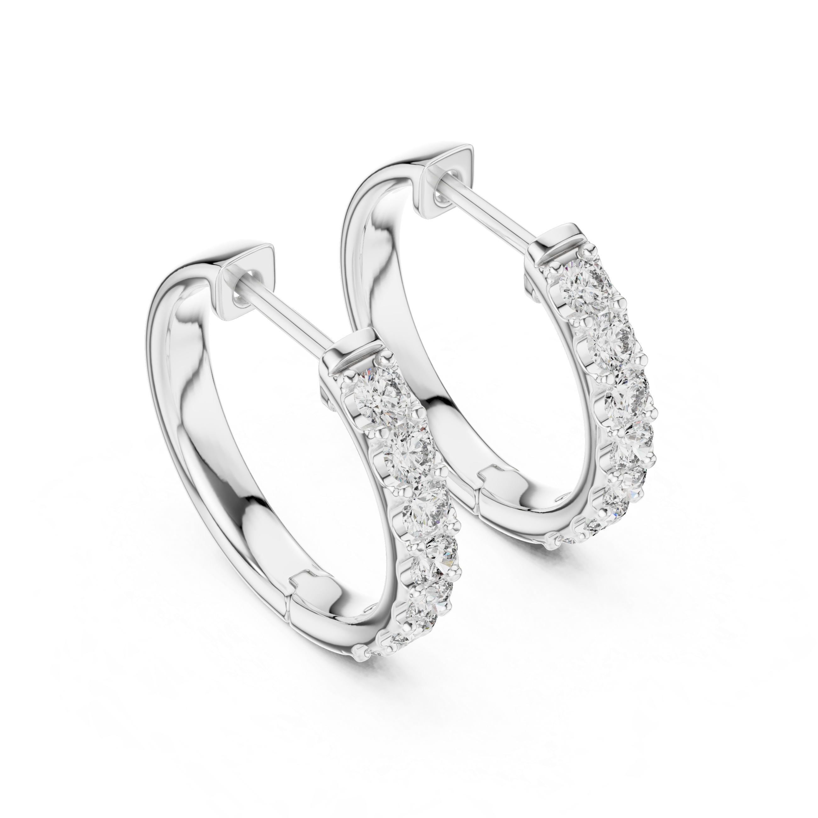 Classic Diamond Half Eternity Hoop Earrings
