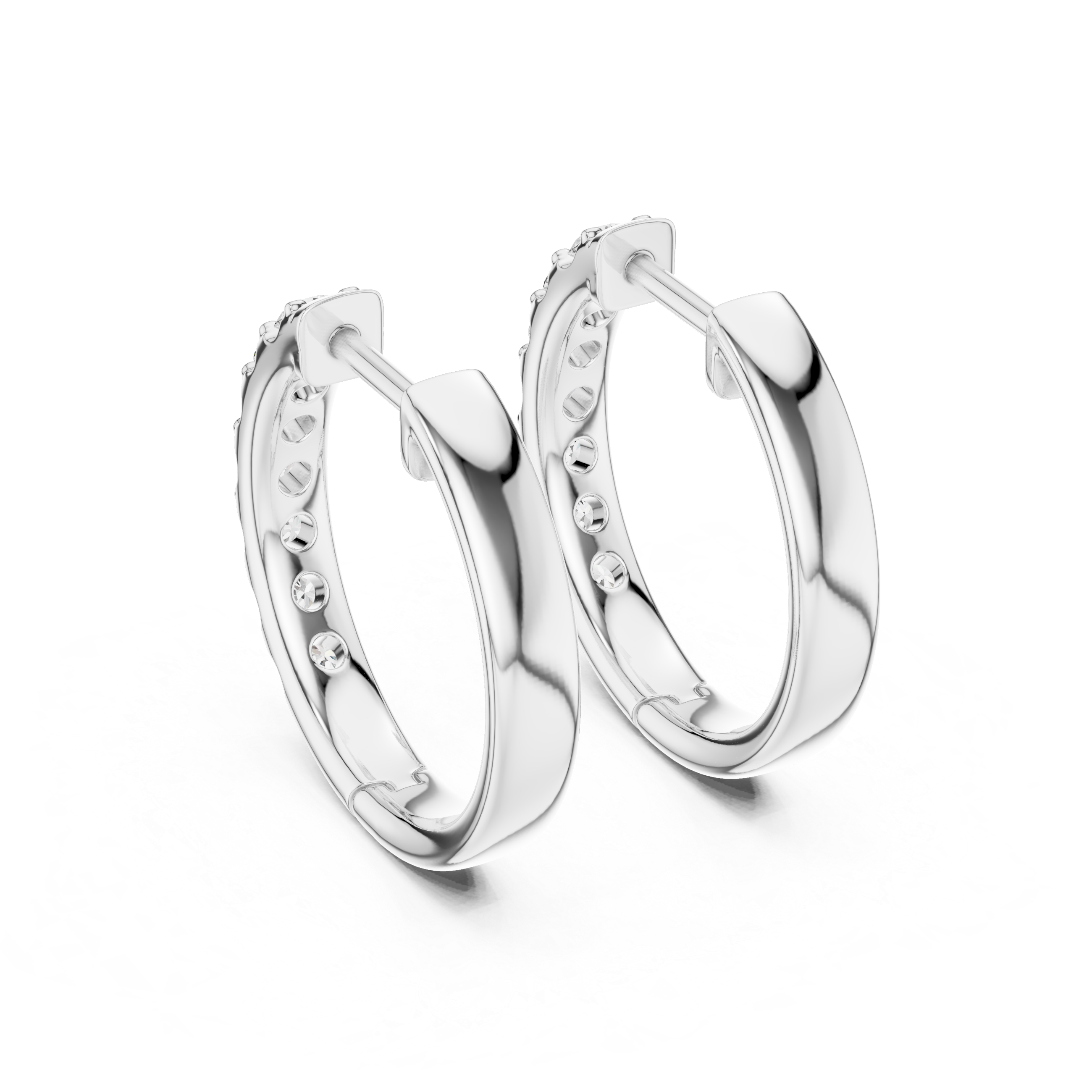 Classic Diamond Half Eternity Hoop Earrings