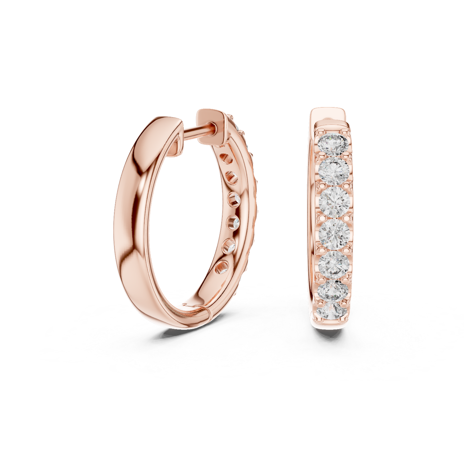 Classic Diamond Half Eternity Hoop Earrings