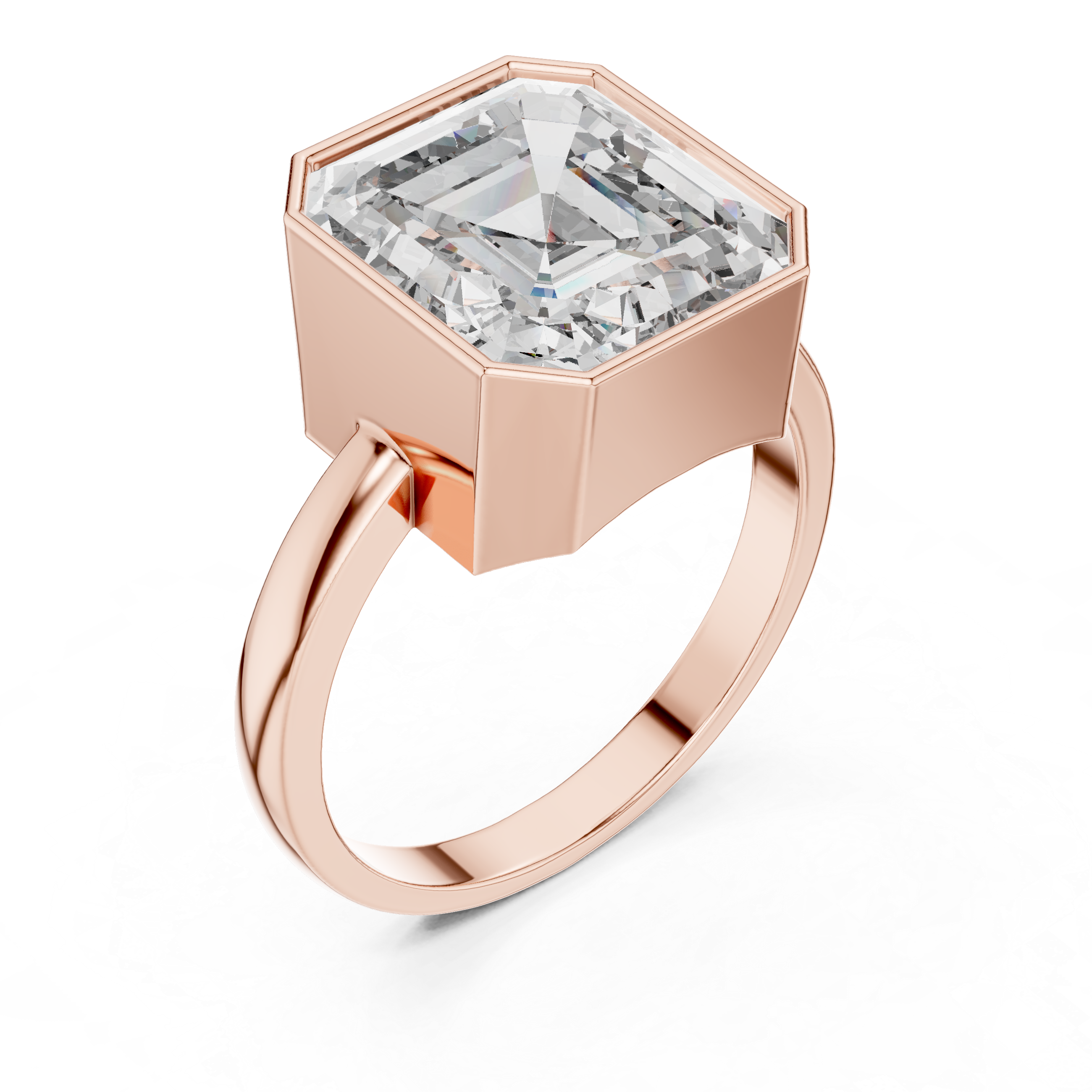 Solitaire Bezel-Set Asscher Diamond Ring