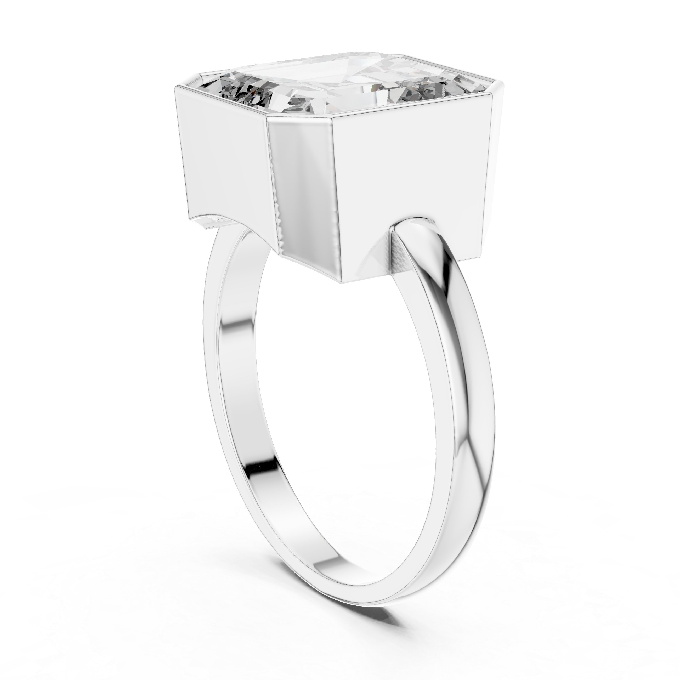 Solitaire Bezel-Set Asscher Diamond Ring