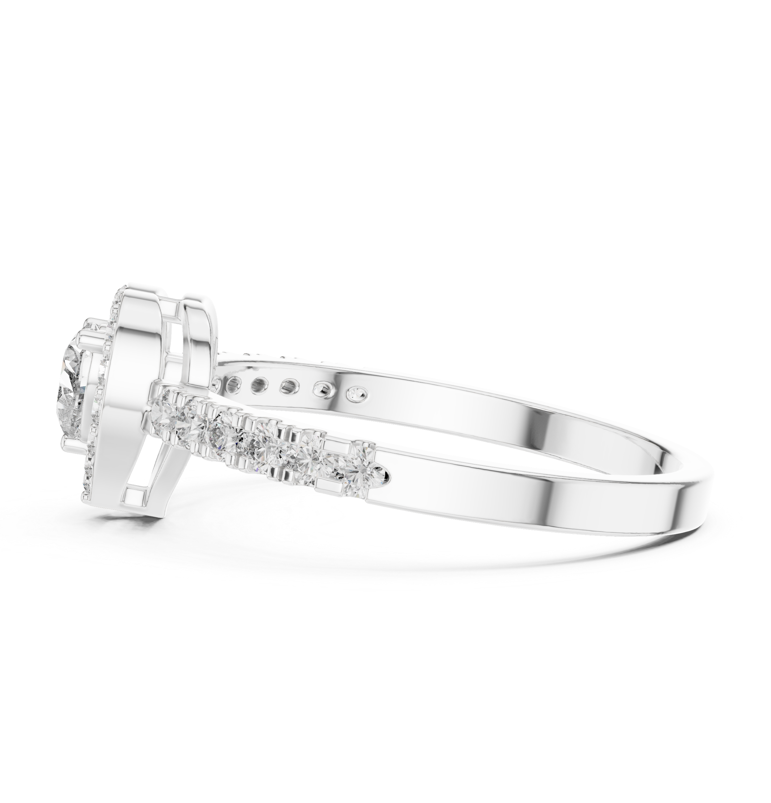 Heart Shaped Lab Diamond Halo With Pave Set Ring
