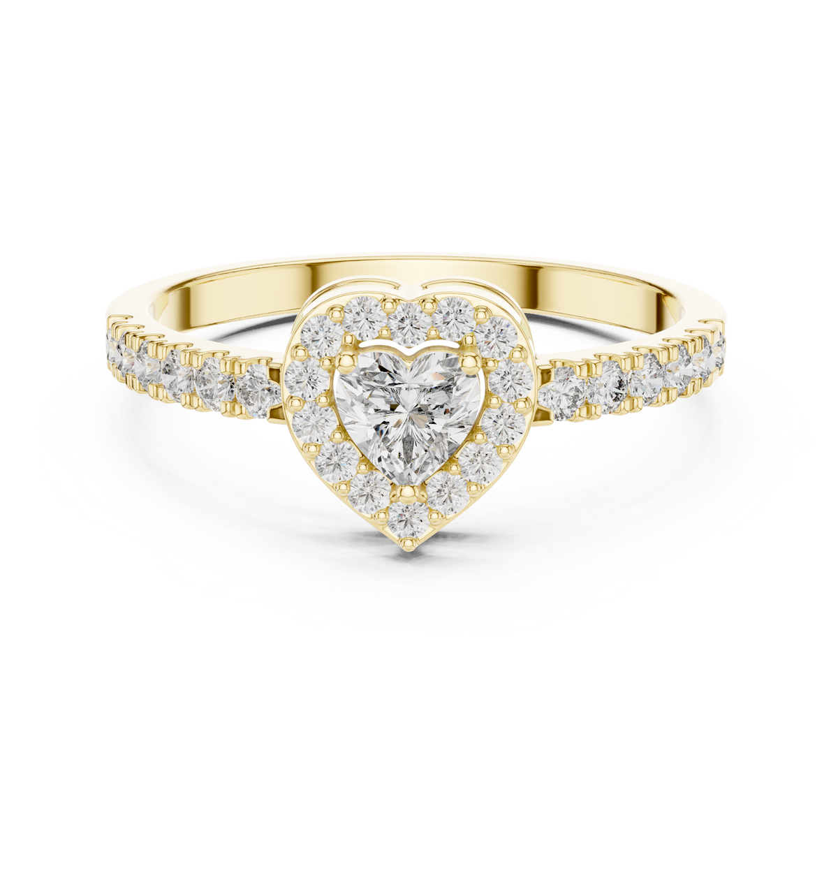 Heart Shaped Lab Diamond Halo With Pave Set Ring