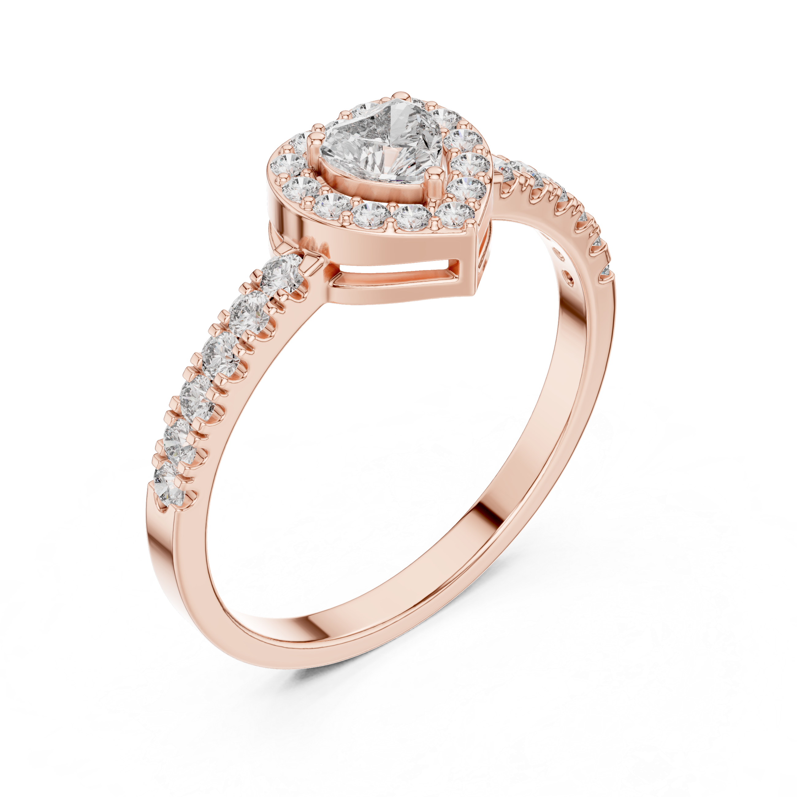 Heart Shaped Lab Diamond Halo With Pave Set Ring