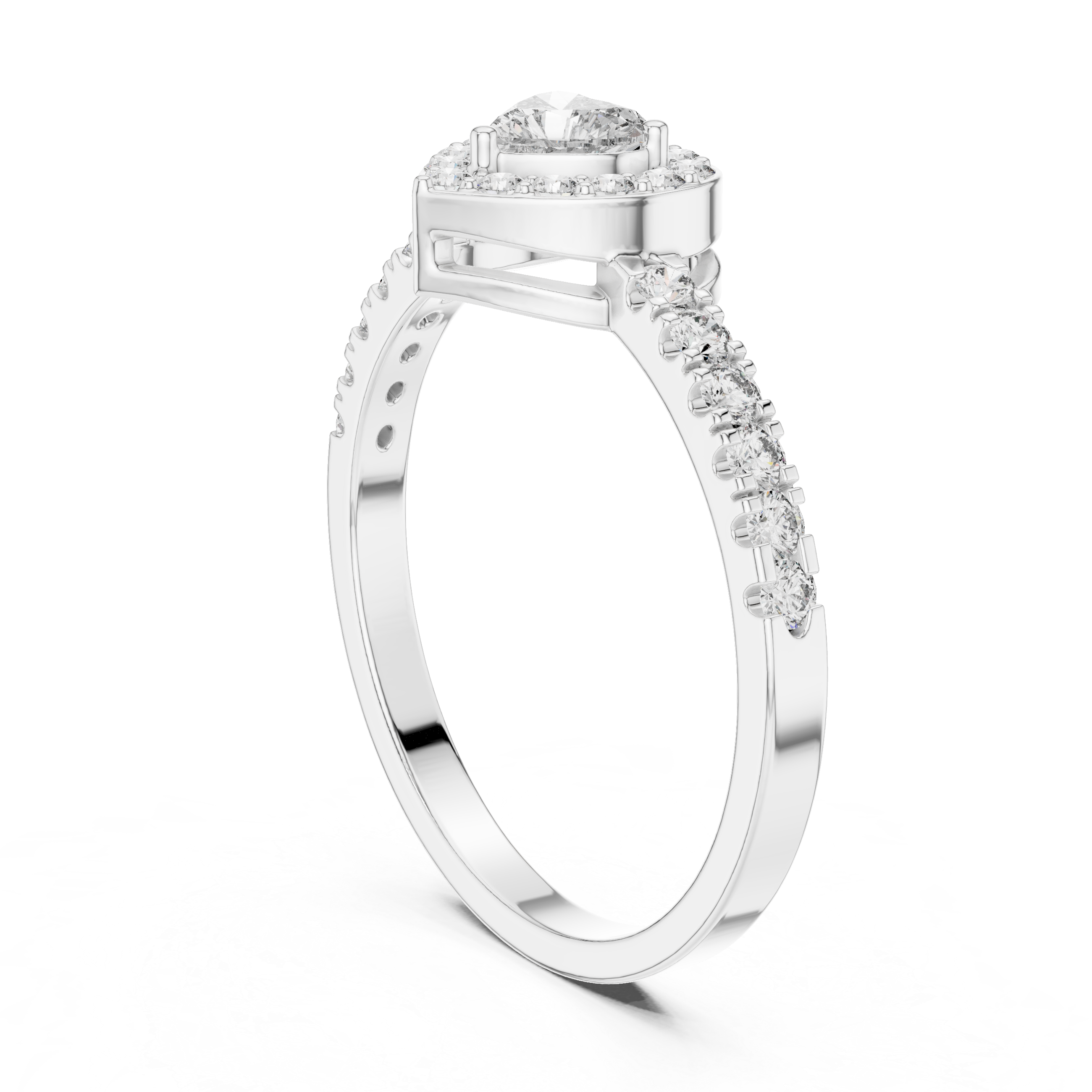 Heart Shaped Lab Diamond Halo With Pave Set Ring