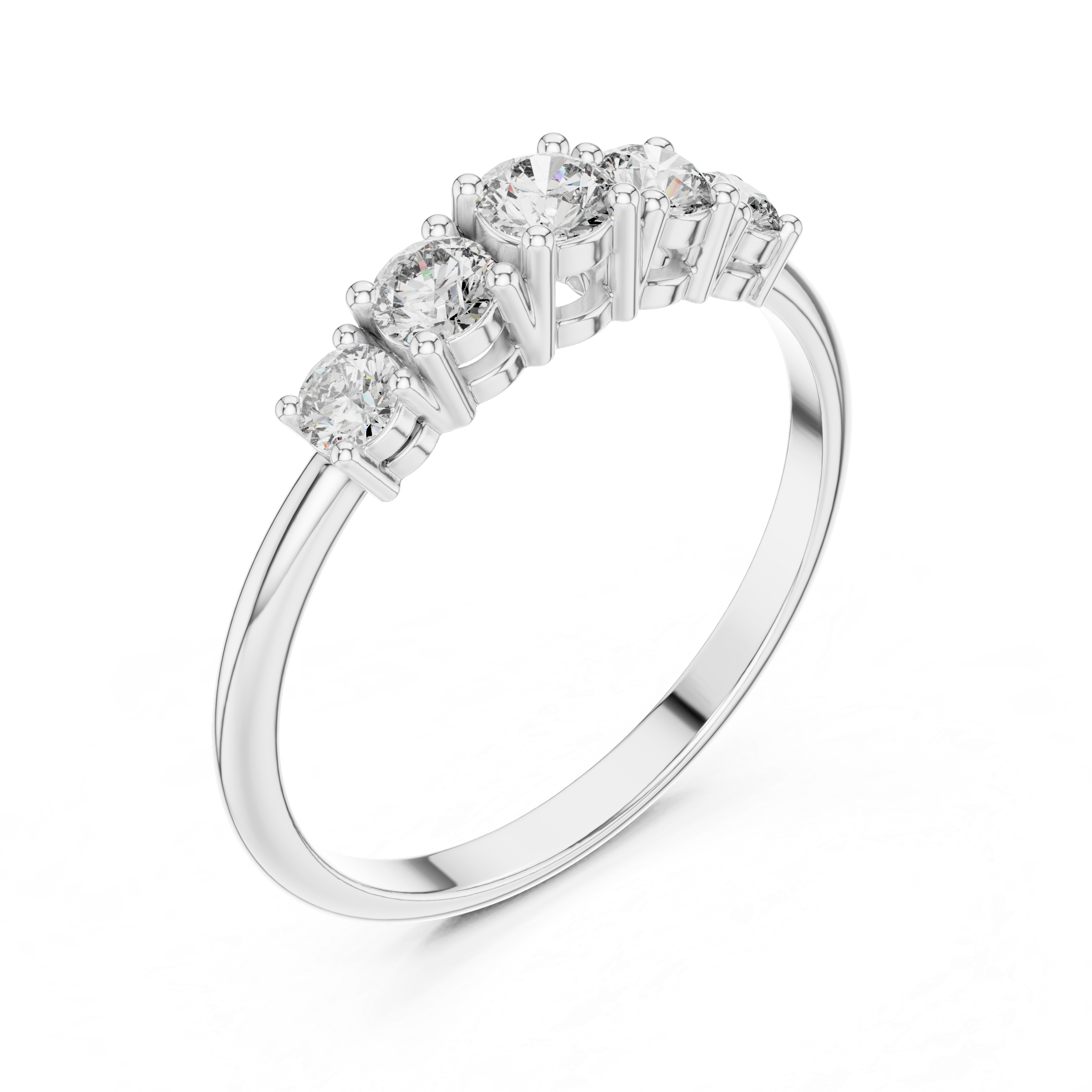 Five Stone Shared Prong Lab Diamond Statement Ring
