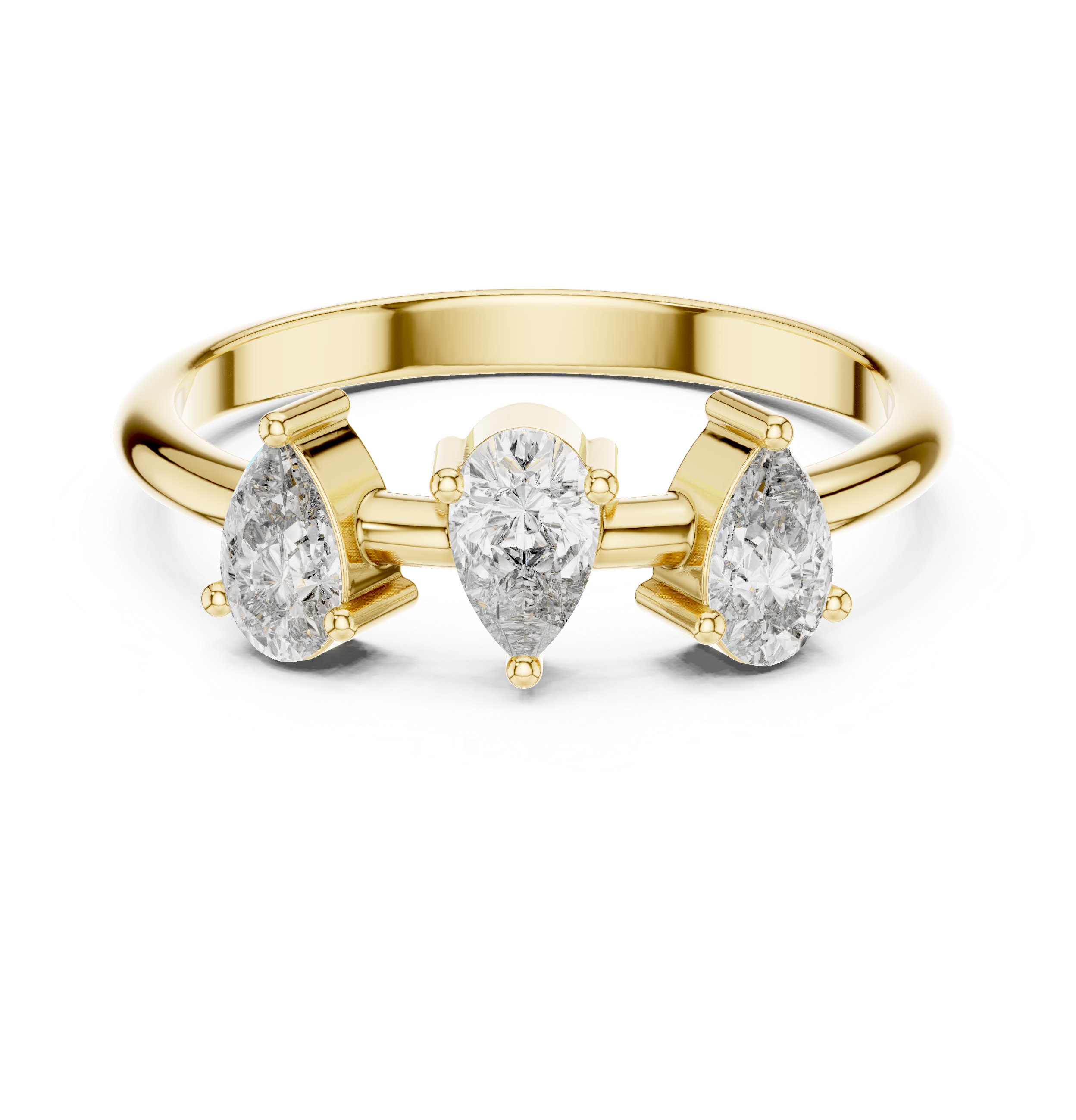 Unique Pear Cut Lab Diamond Trio Ring