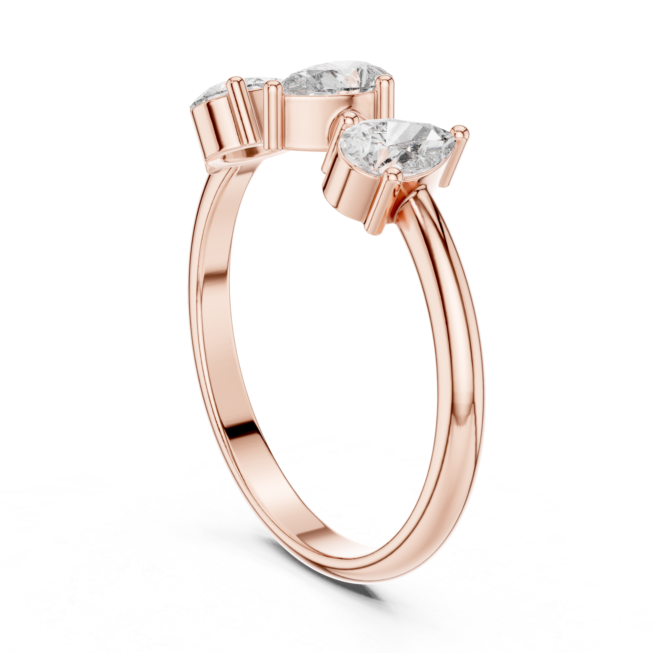 Unique Pear Cut Lab Diamond Trio Ring