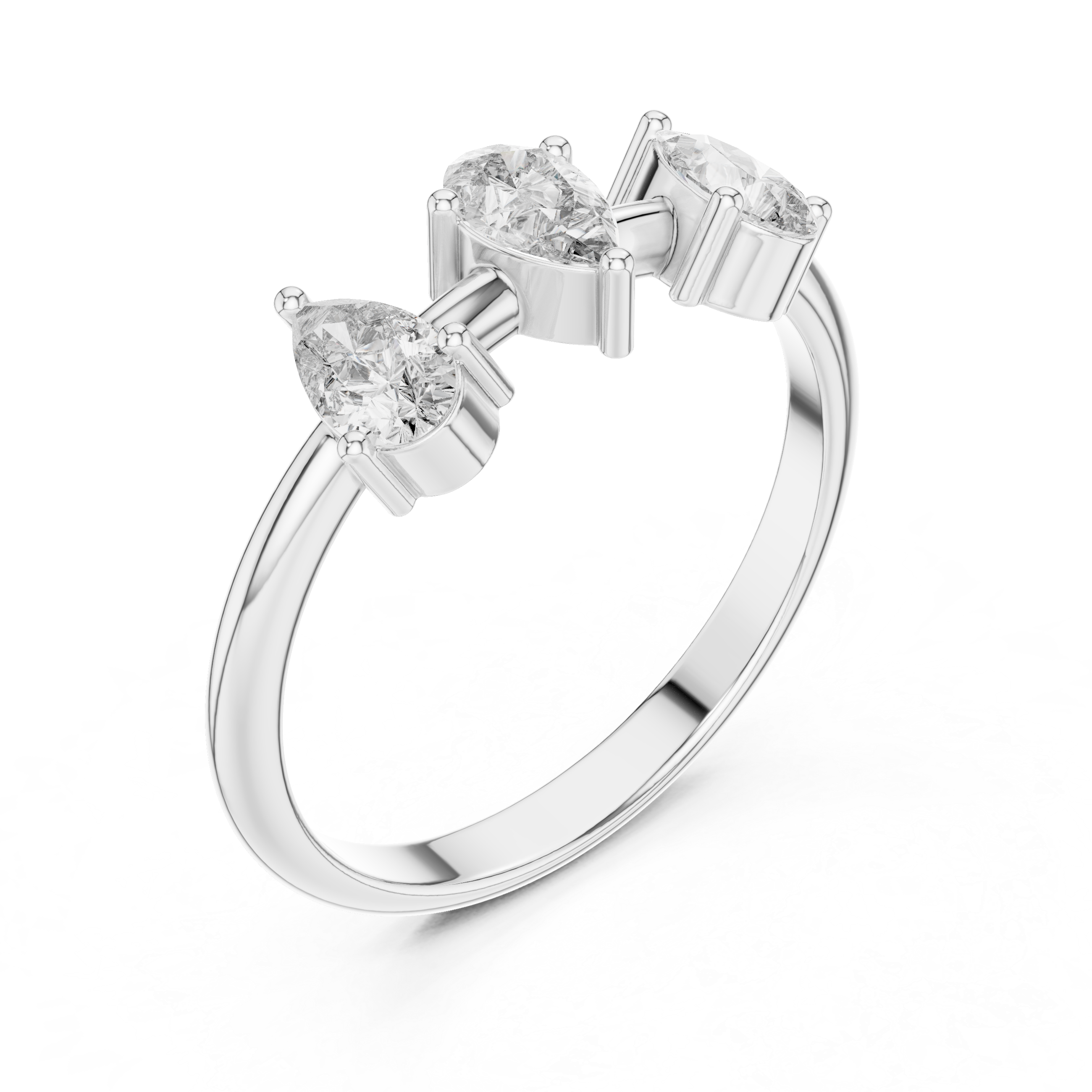Unique Pear Cut Lab Diamond Trio Ring