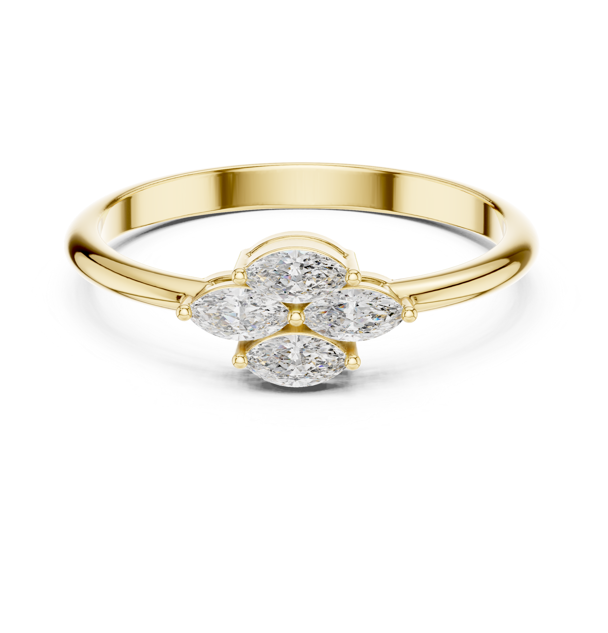 Dainty Four Stone Marquise Diamond Flower Ring