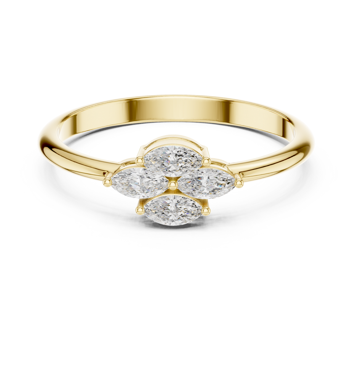 Dainty Four Stone Marquise Diamond Flower Ring