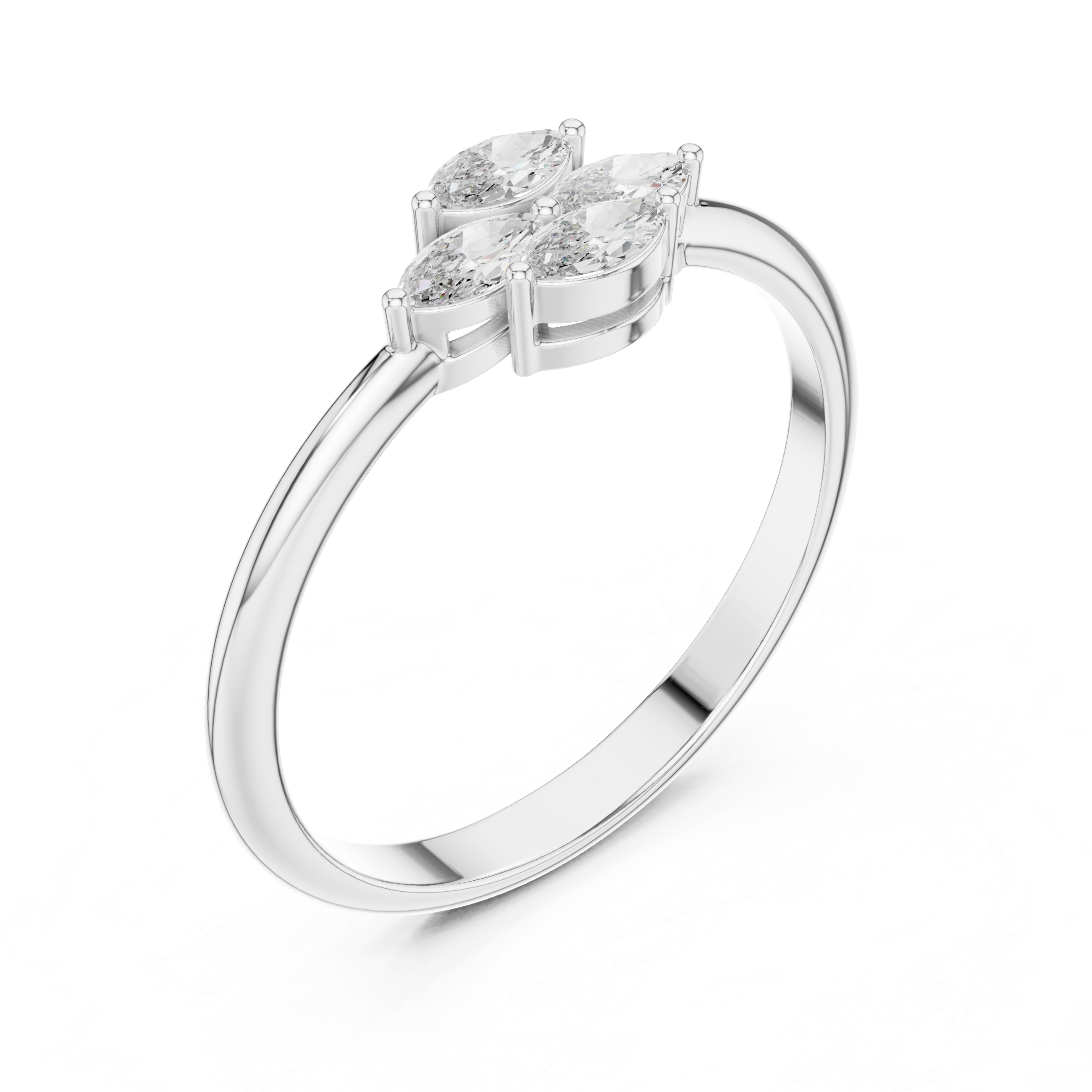 Dainty Four Stone Marquise Diamond Flower Ring