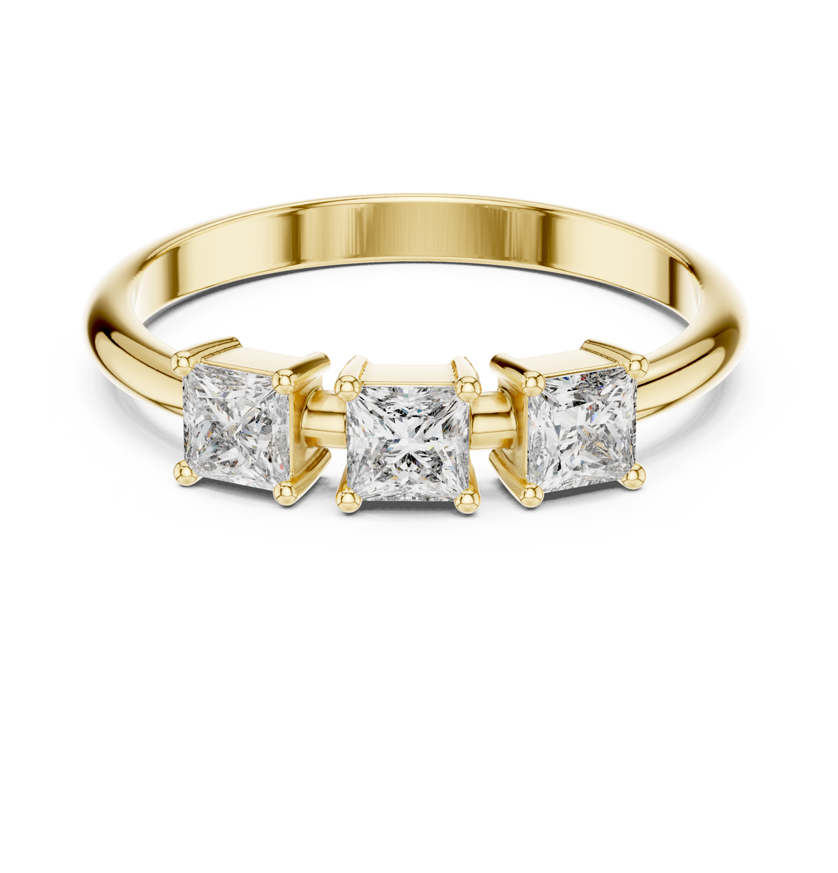 Unique Princess Cut Lab Diamond Trio Ring