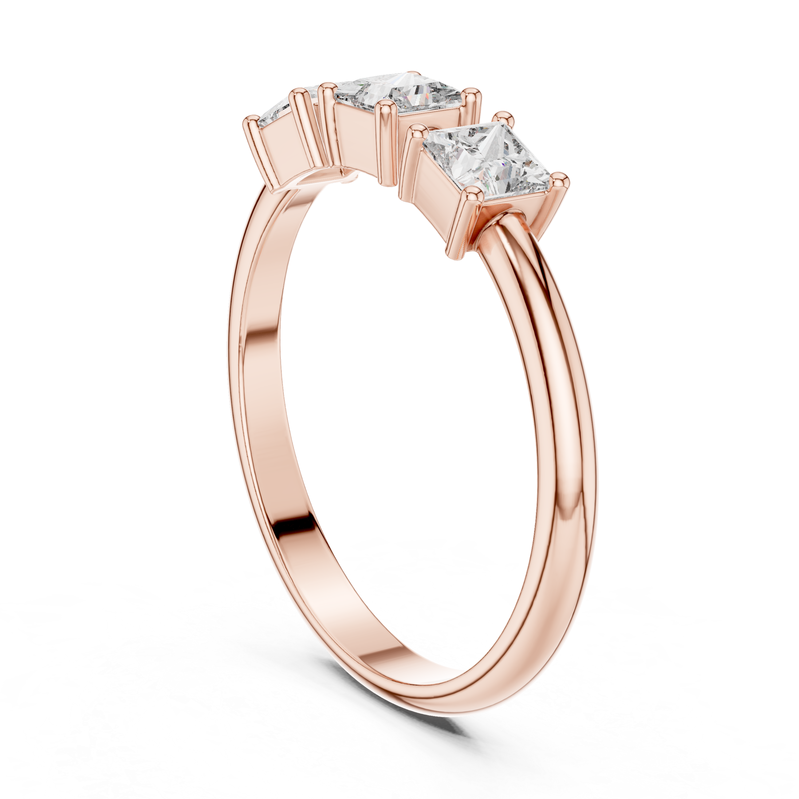 Unique Princess Cut Lab Diamond Trio Ring