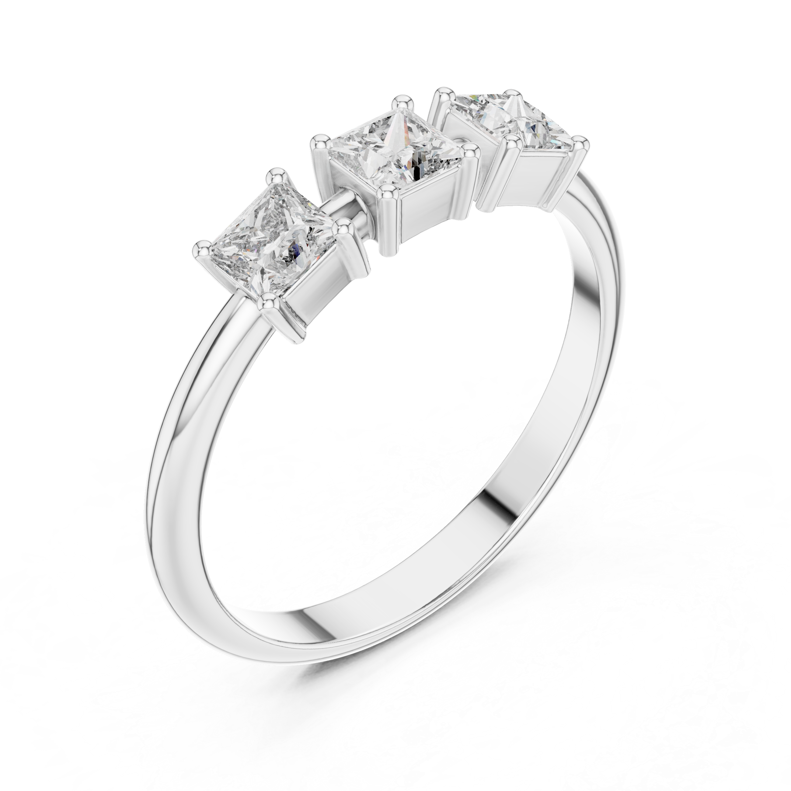 Unique Princess Cut Lab Diamond Trio Ring