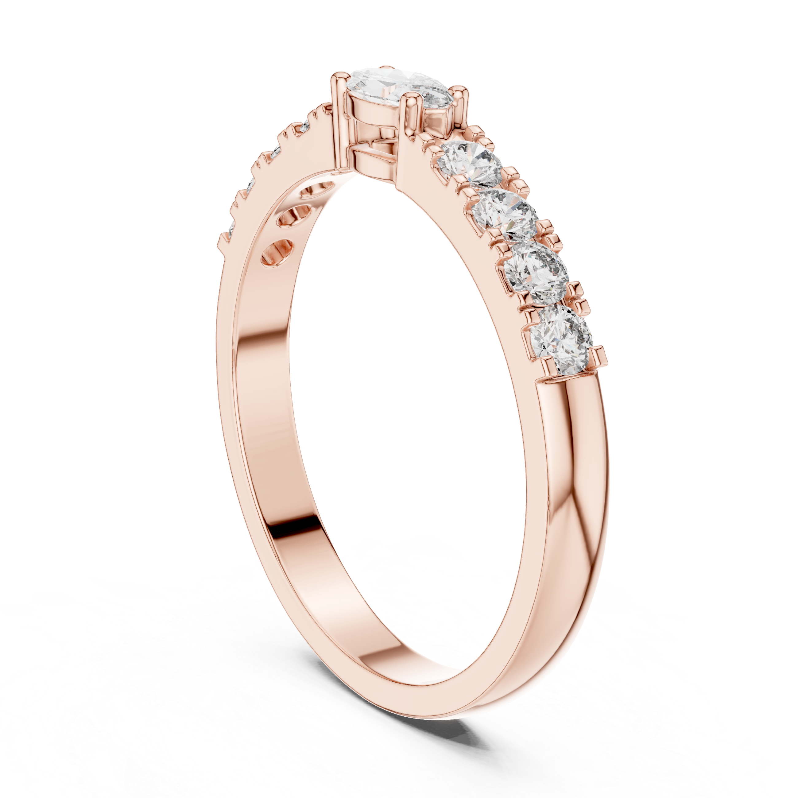East West Marquise and Round Diamond Wedding Ring