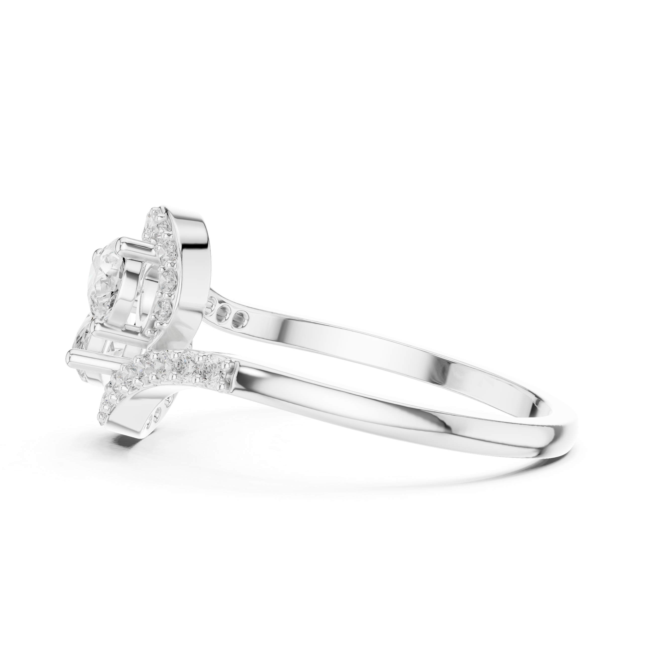 Pear Cut Diamond Toi et Moi Bypass Engagement Ring
