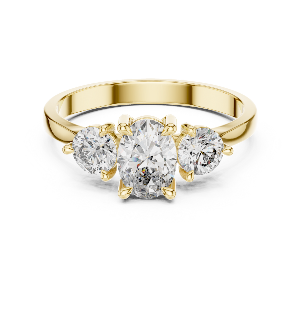 Trilogy Oval Diamond Ring With Round Side Accents