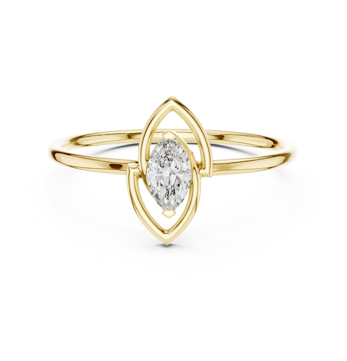 Marquise Cut Lab Diamond Solitaire Engagement Ring