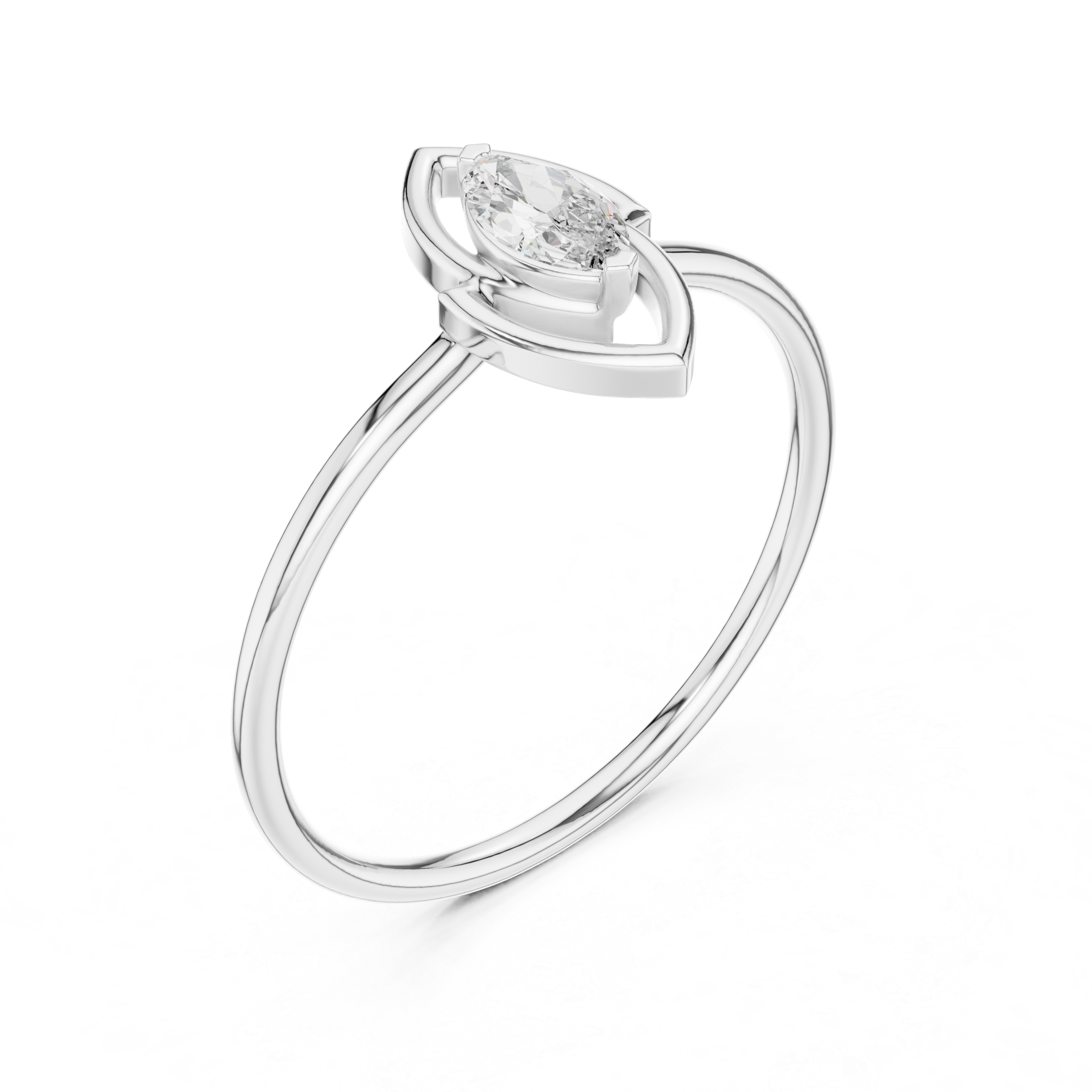 Marquise Cut Lab Diamond Solitaire Engagement Ring