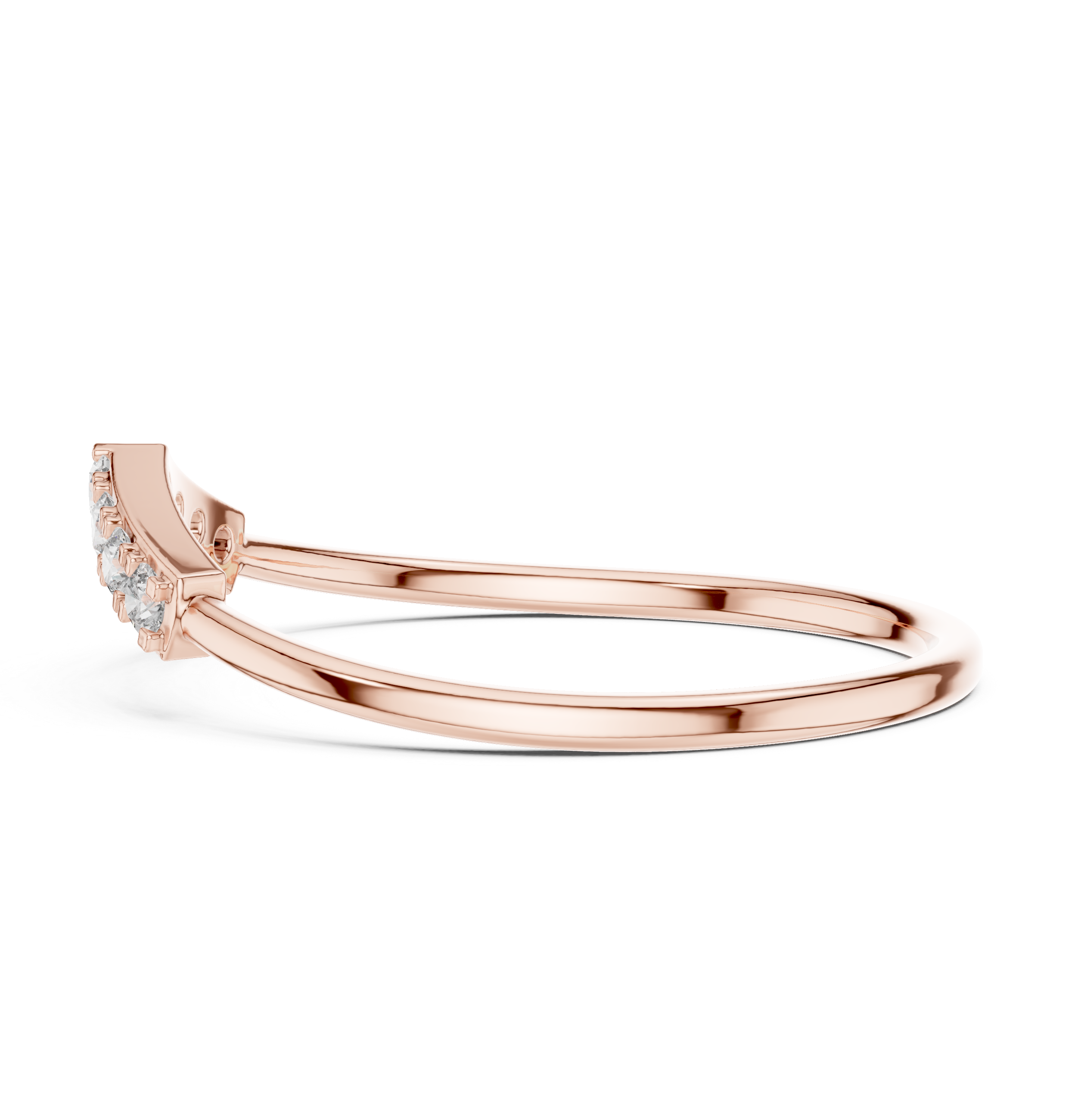 V Shaped Curved Diamond Stacking Band