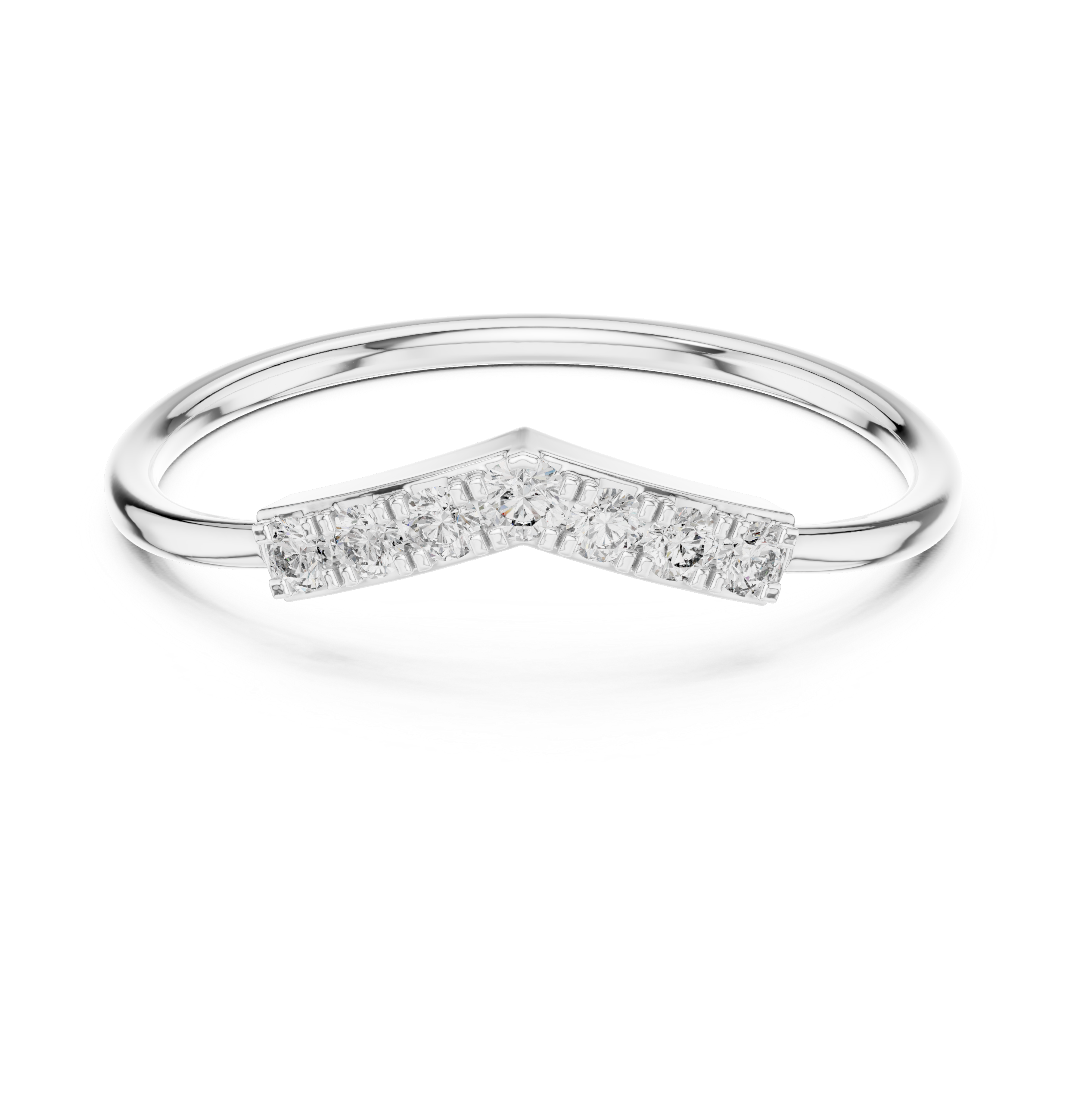 V Shaped Curved Diamond Stacking Band