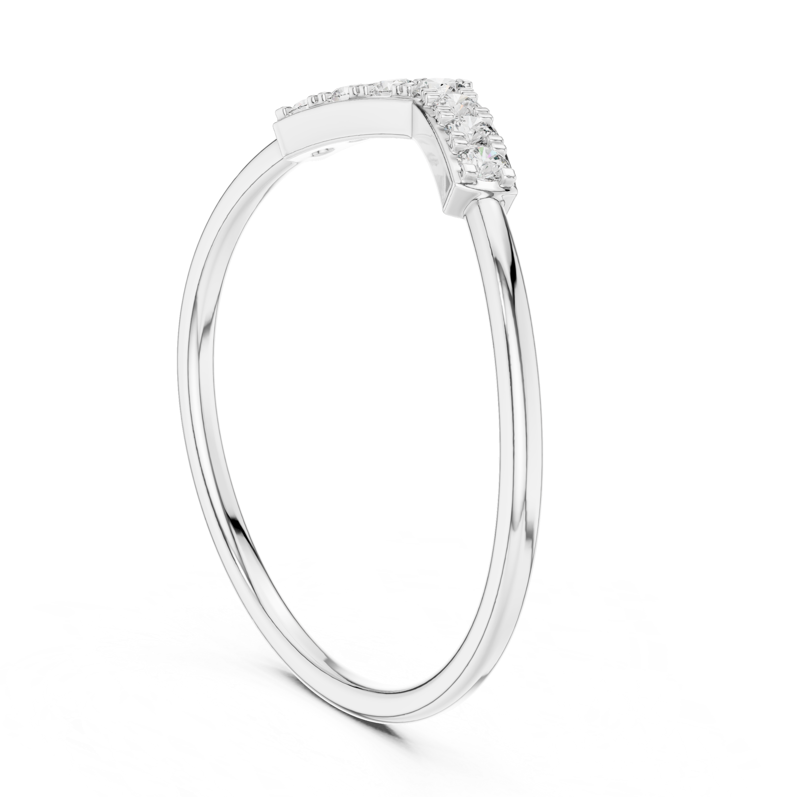V Shaped Curved Diamond Stacking Band
