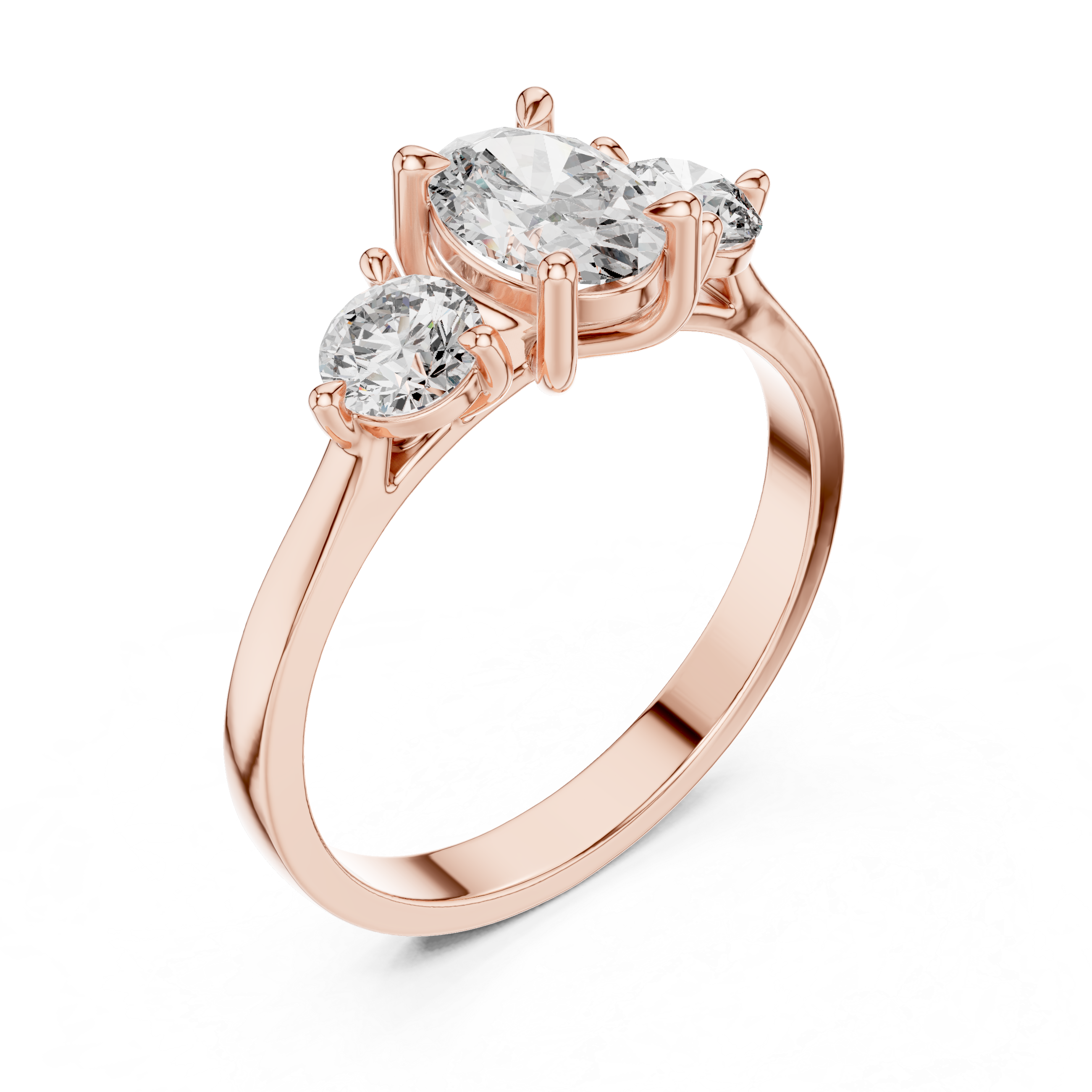 Trilogy Oval Diamond Ring With Round Side Accents