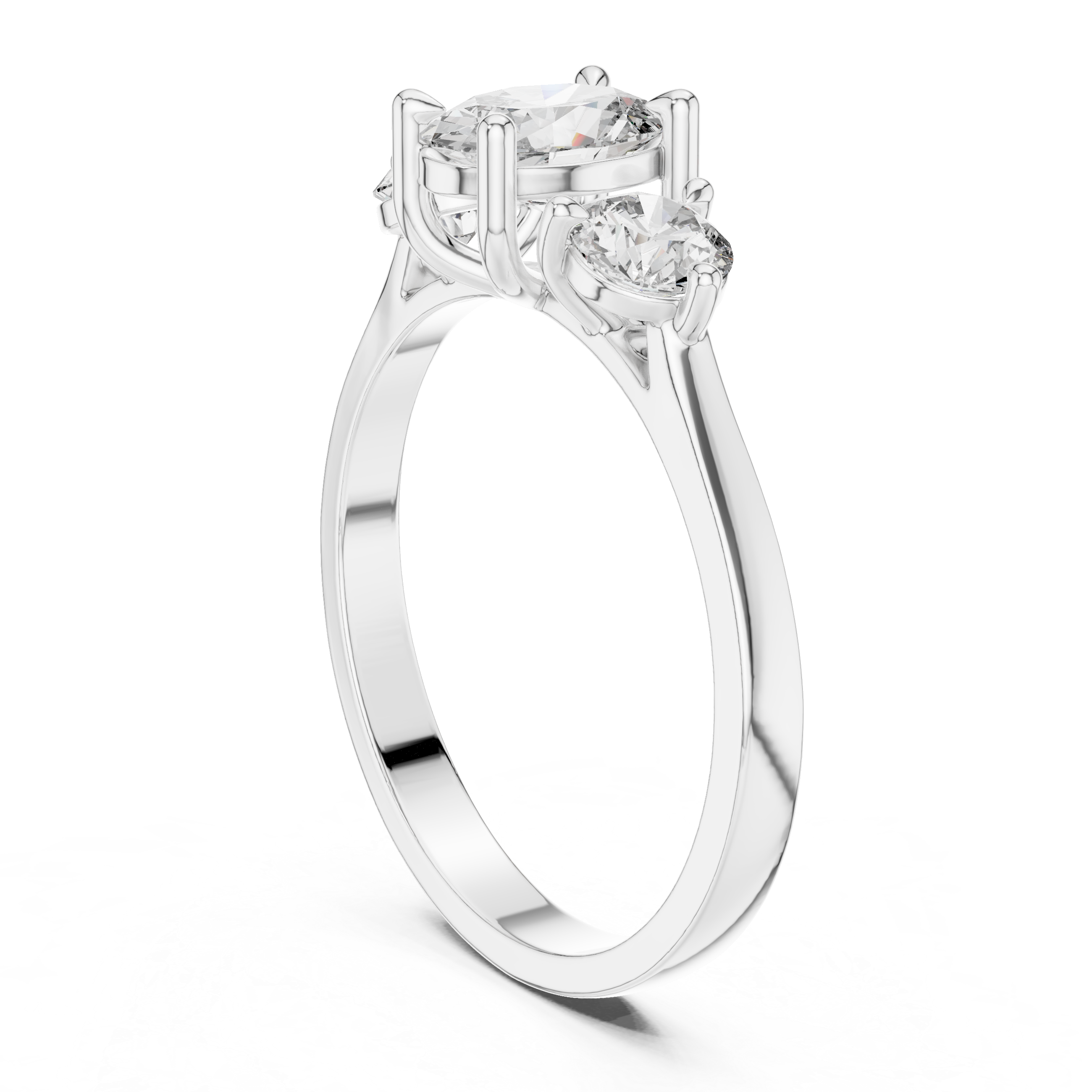 Trilogy Oval Diamond Ring With Round Side Accents