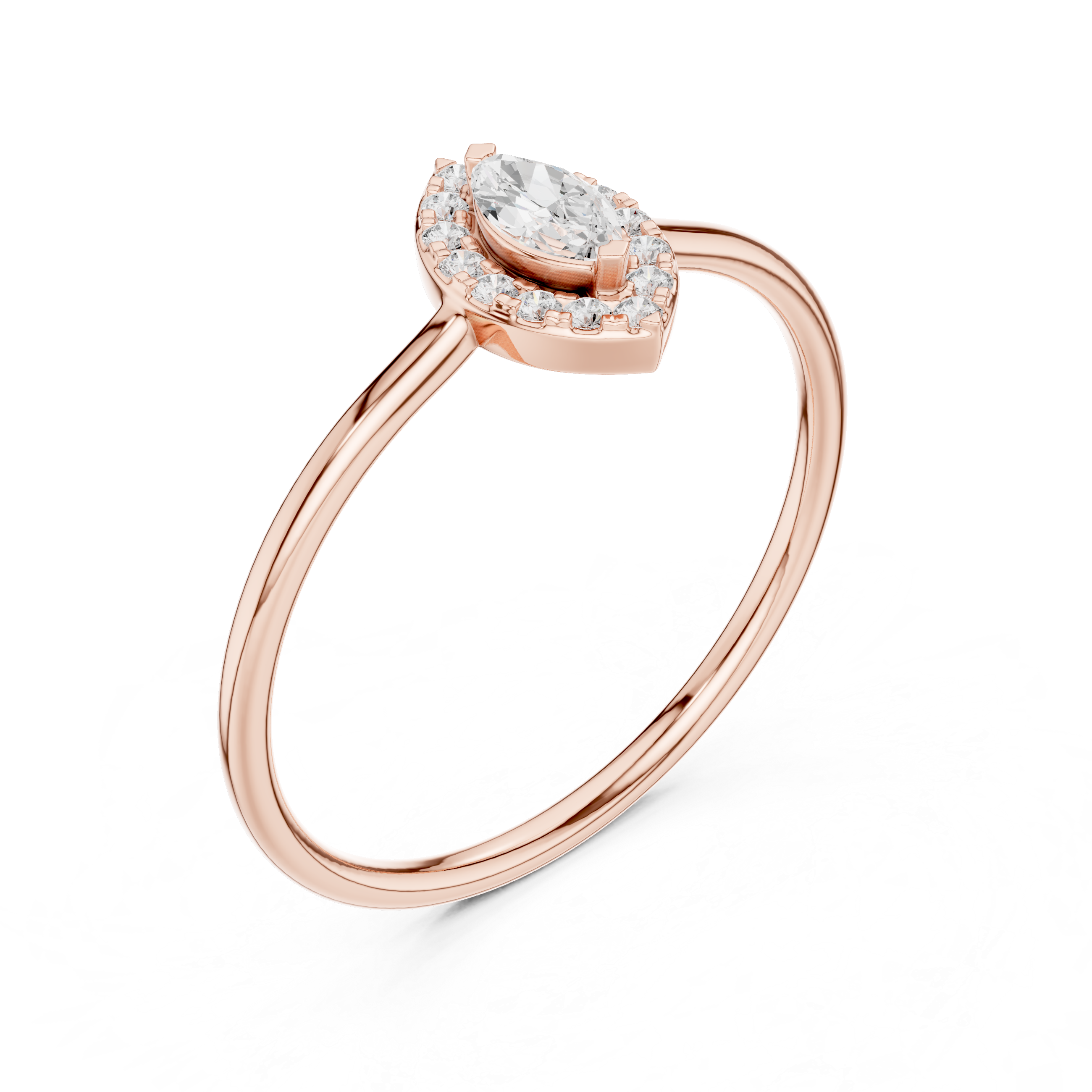 Elegant Marquise Cut Halo Promise Ring