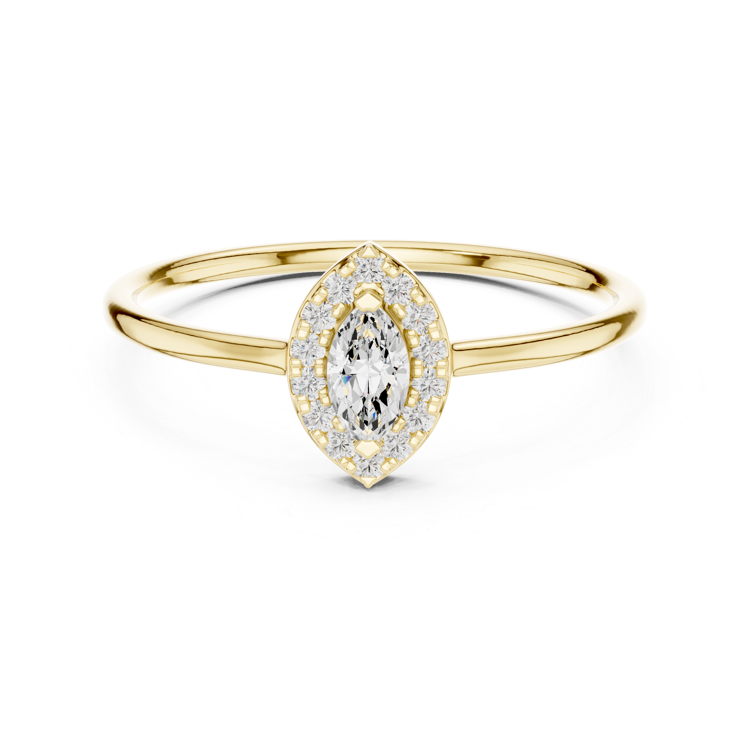 Elegant Marquise Cut Halo Promise Ring