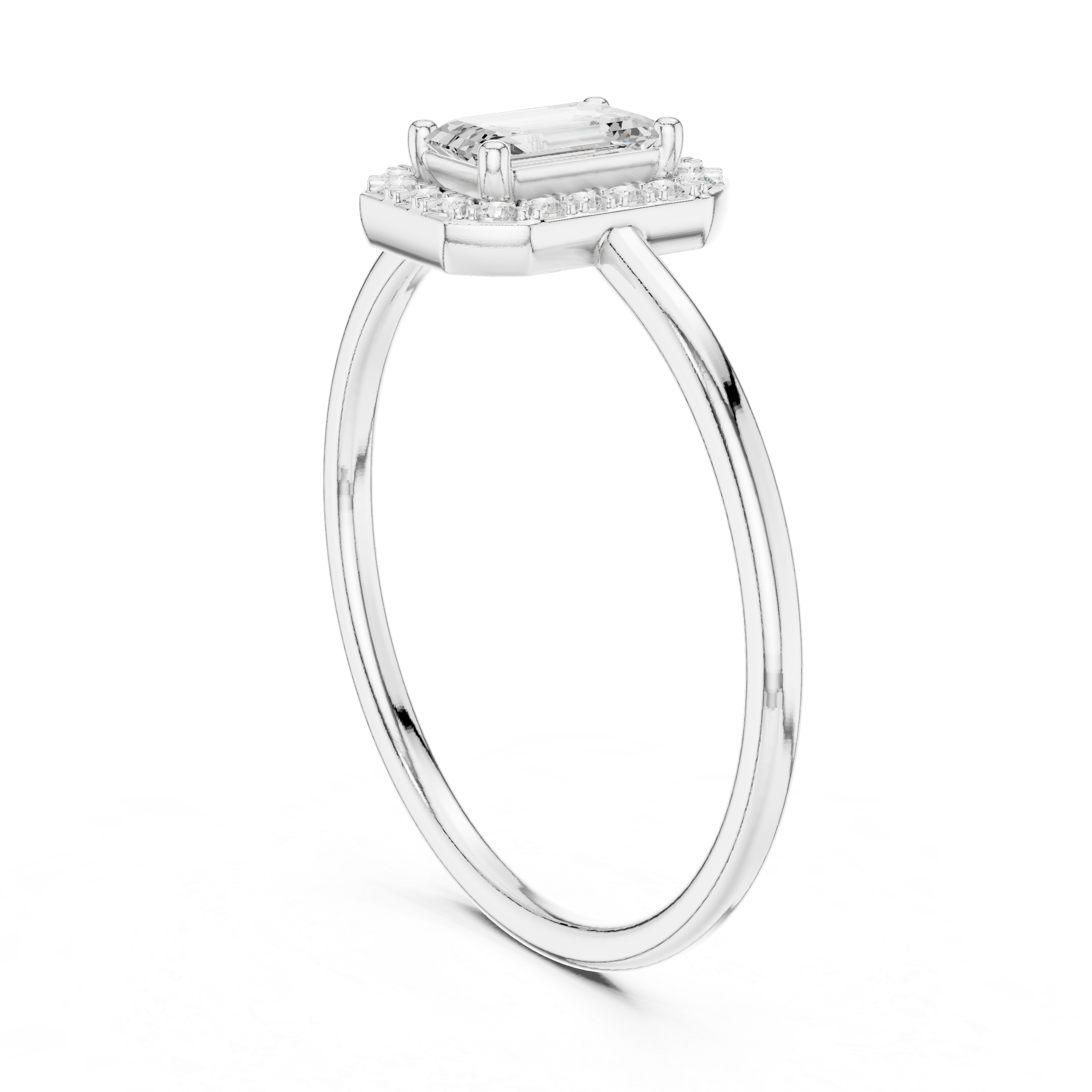 Elegant Emerald Cut Halo Promise Ring
