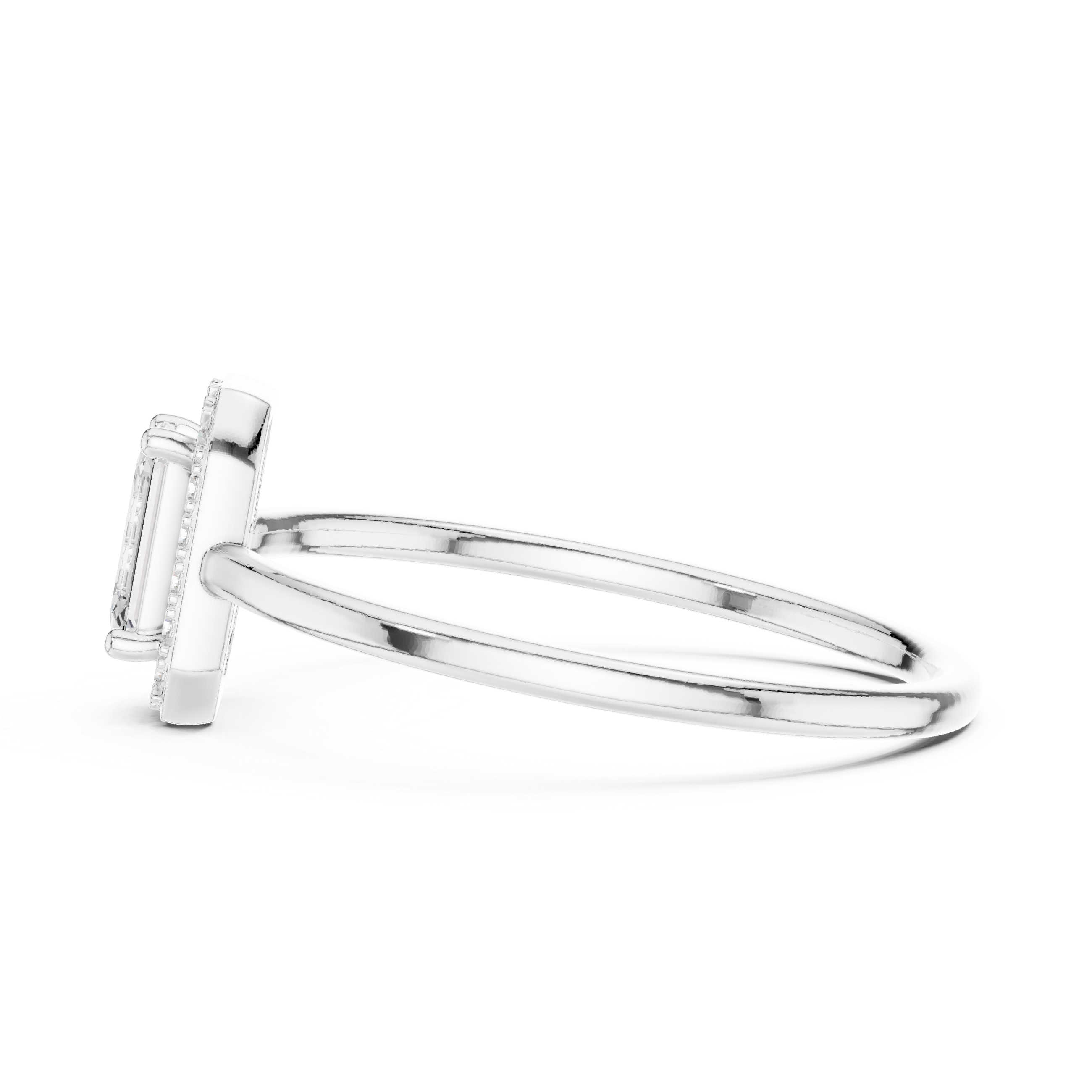 Elegant Emerald Cut Halo Promise Ring