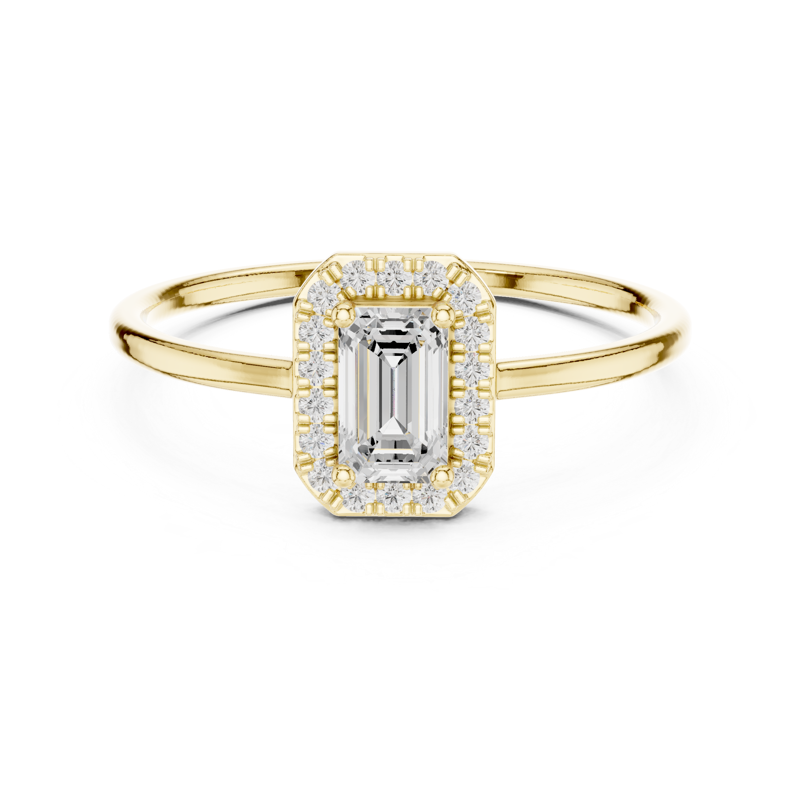 Elegant Emerald Cut Halo Promise Ring