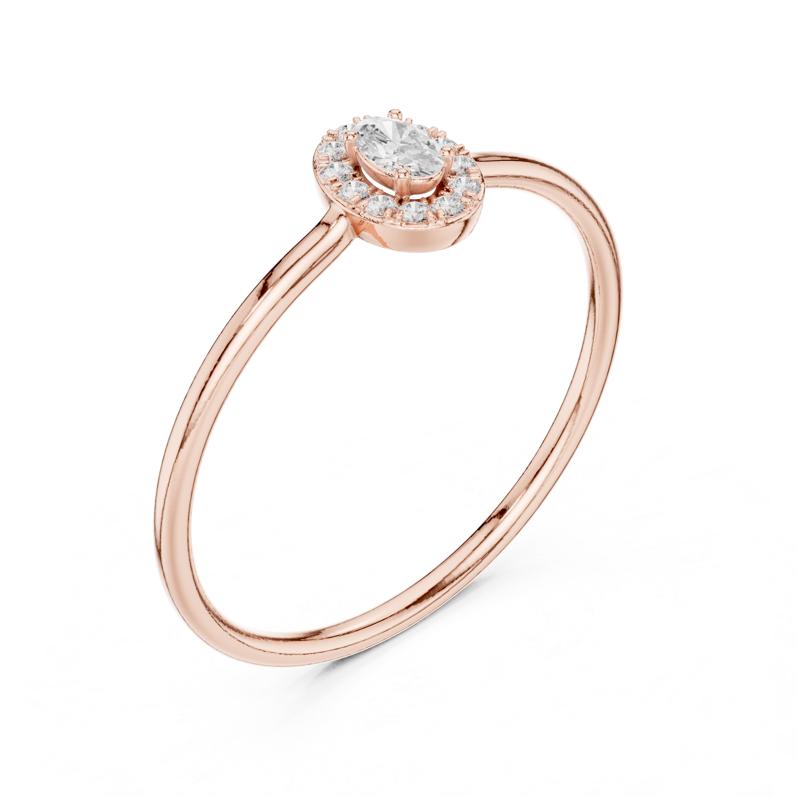Elegant Oval Cut Halo Promise Ring