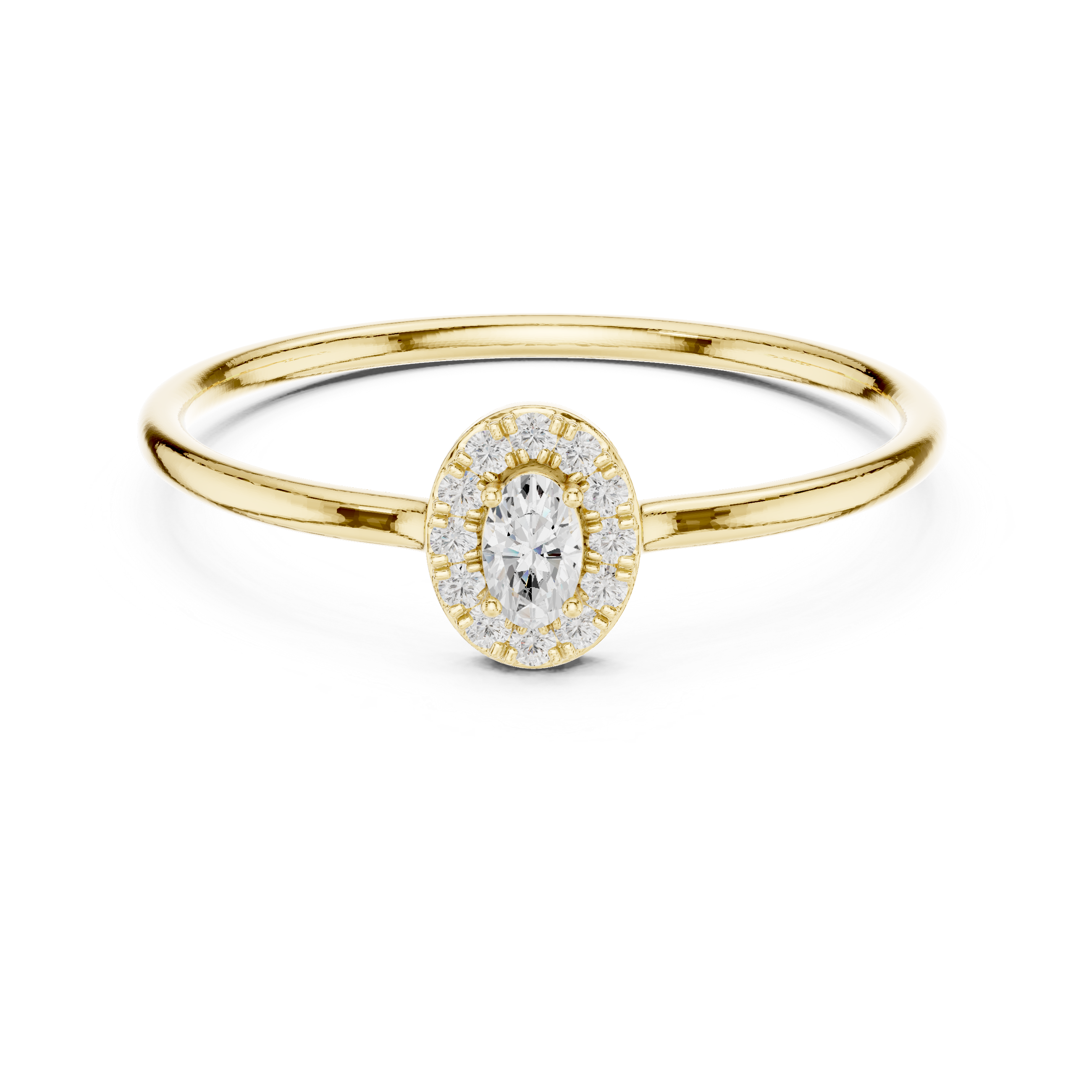 Elegant Oval Cut Halo Promise Ring