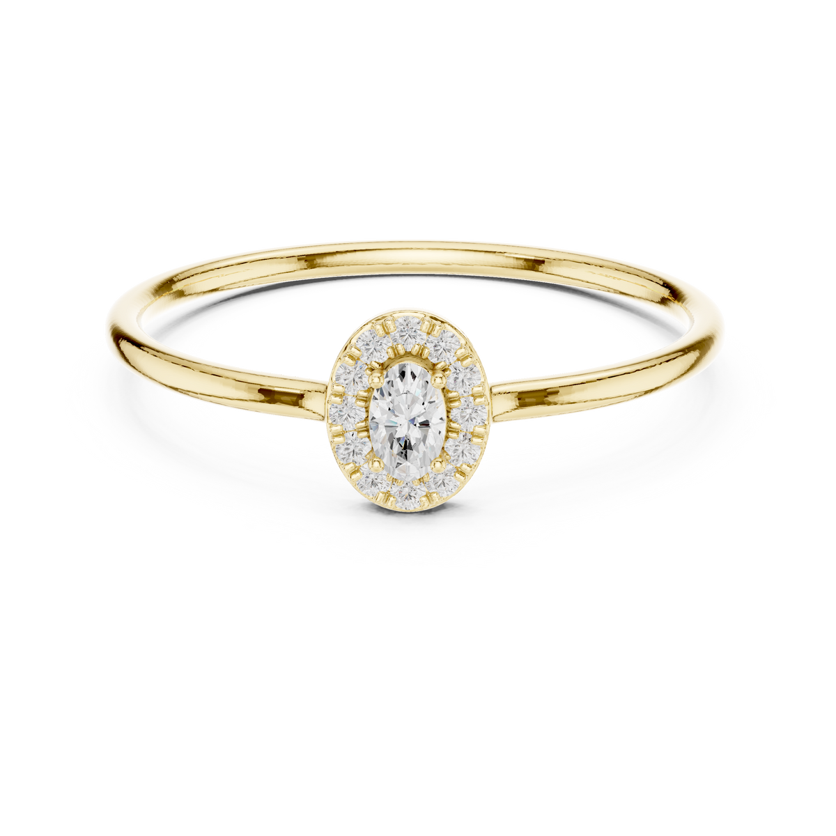 Elegant Oval Cut Halo Promise Ring