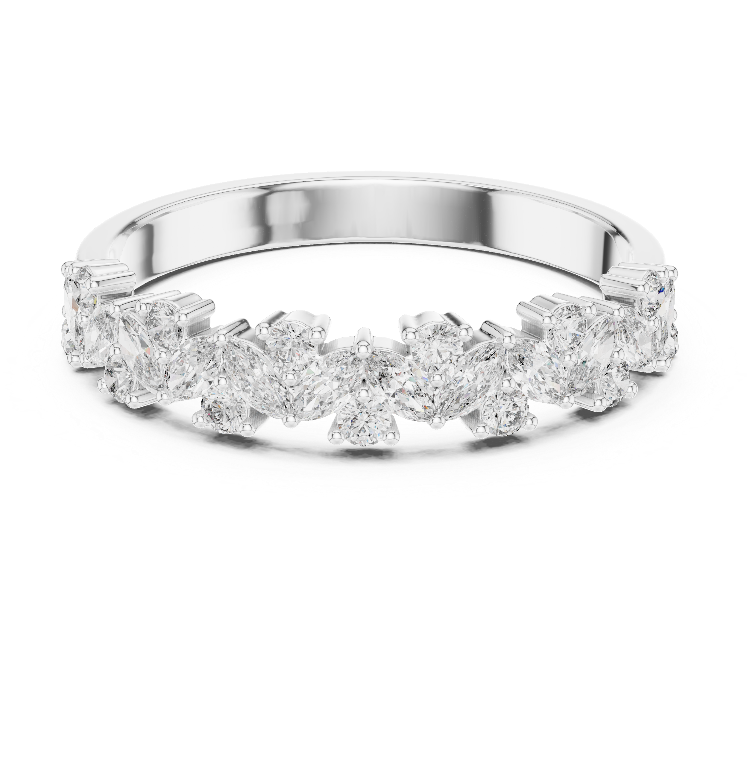 Marquise And Round Diamond Alternative Cluster Band