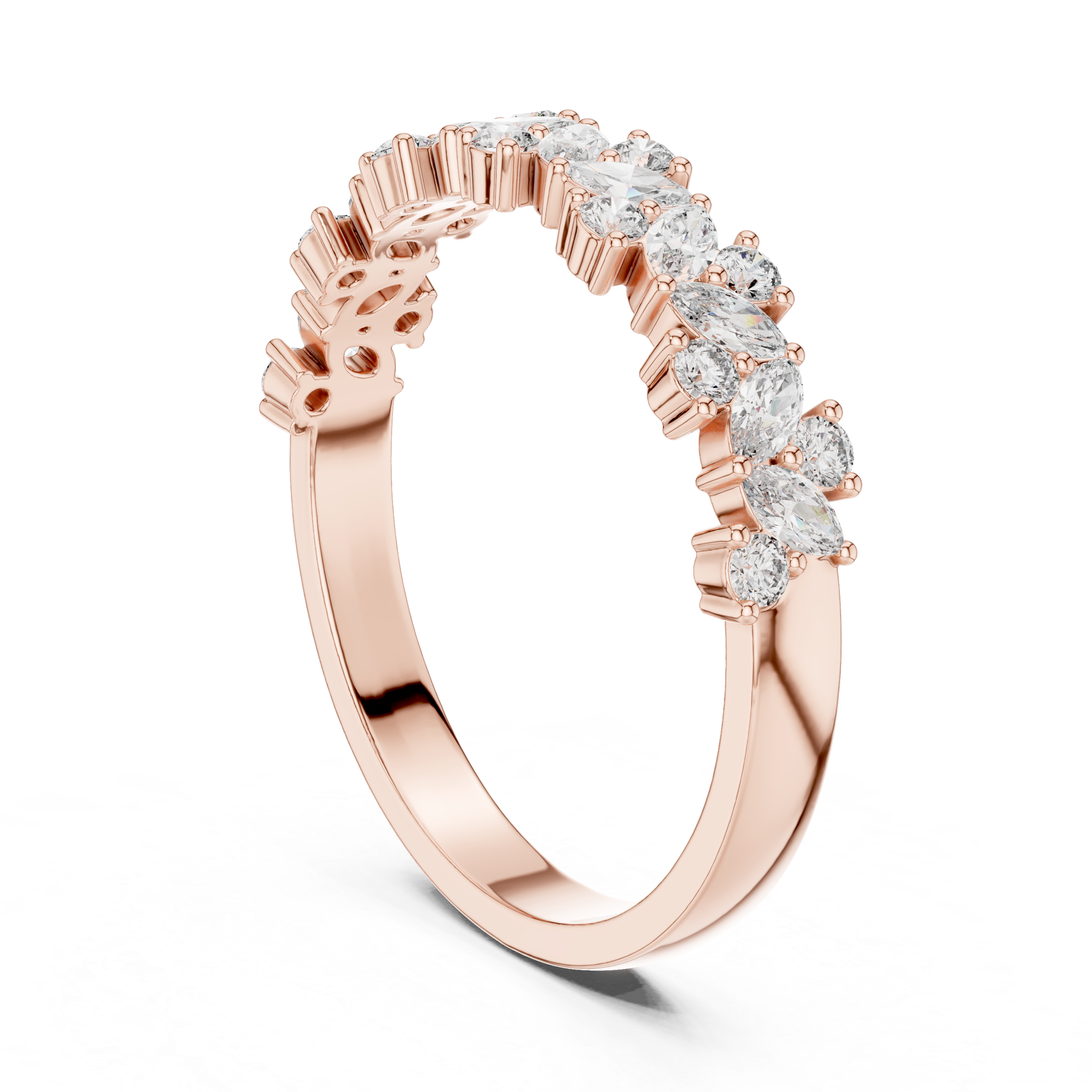 Marquise And Round Diamond Alternative Cluster Band