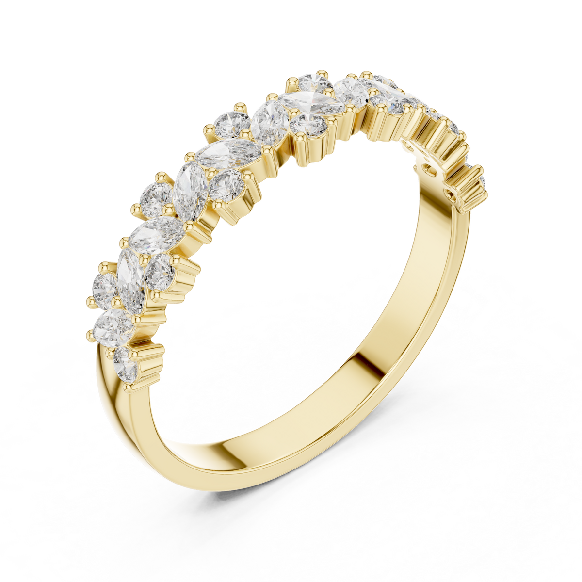 Marquise And Round Diamond Alternative Cluster Band