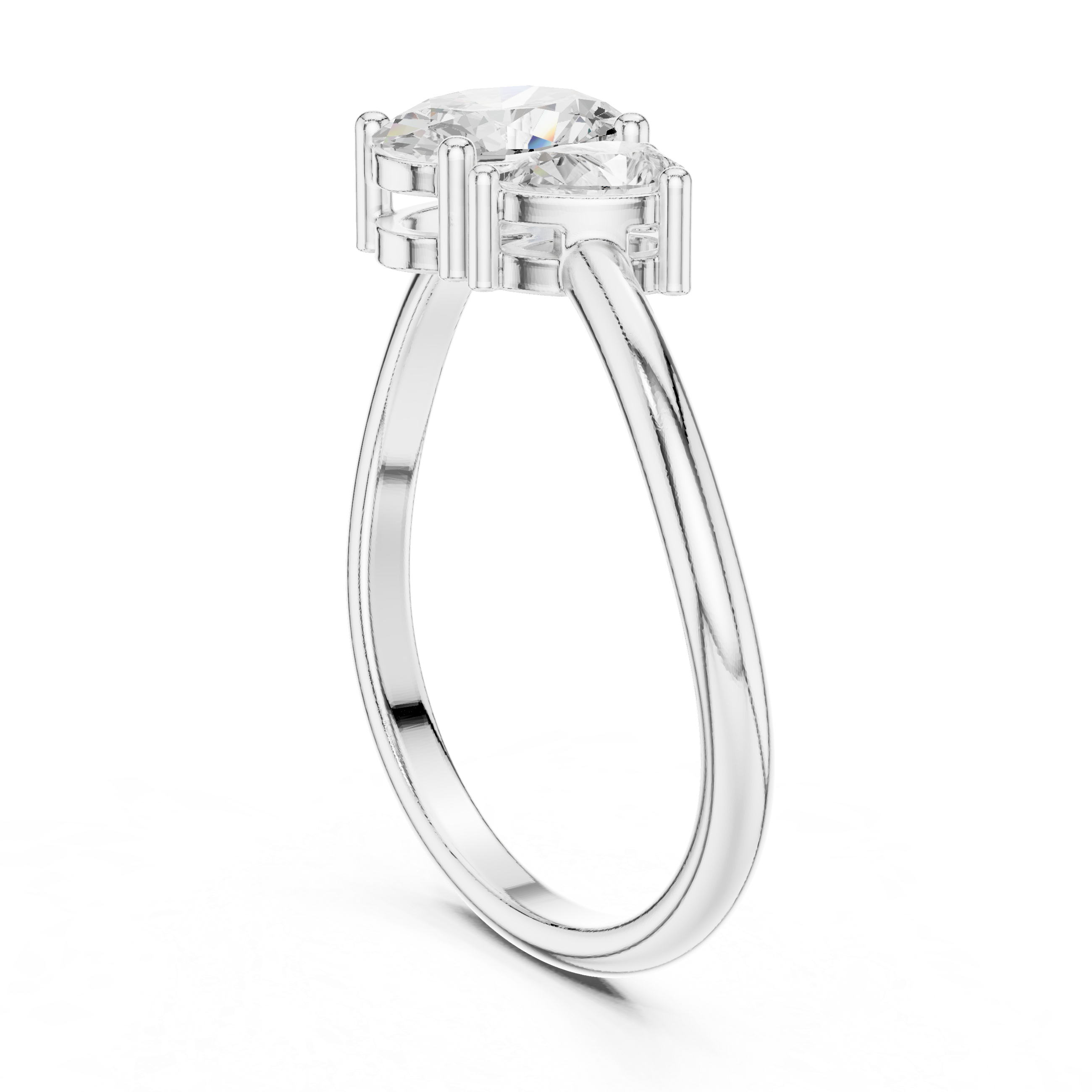Toi et Moi Oval and Pear Cut Diamond Bypass Ring
