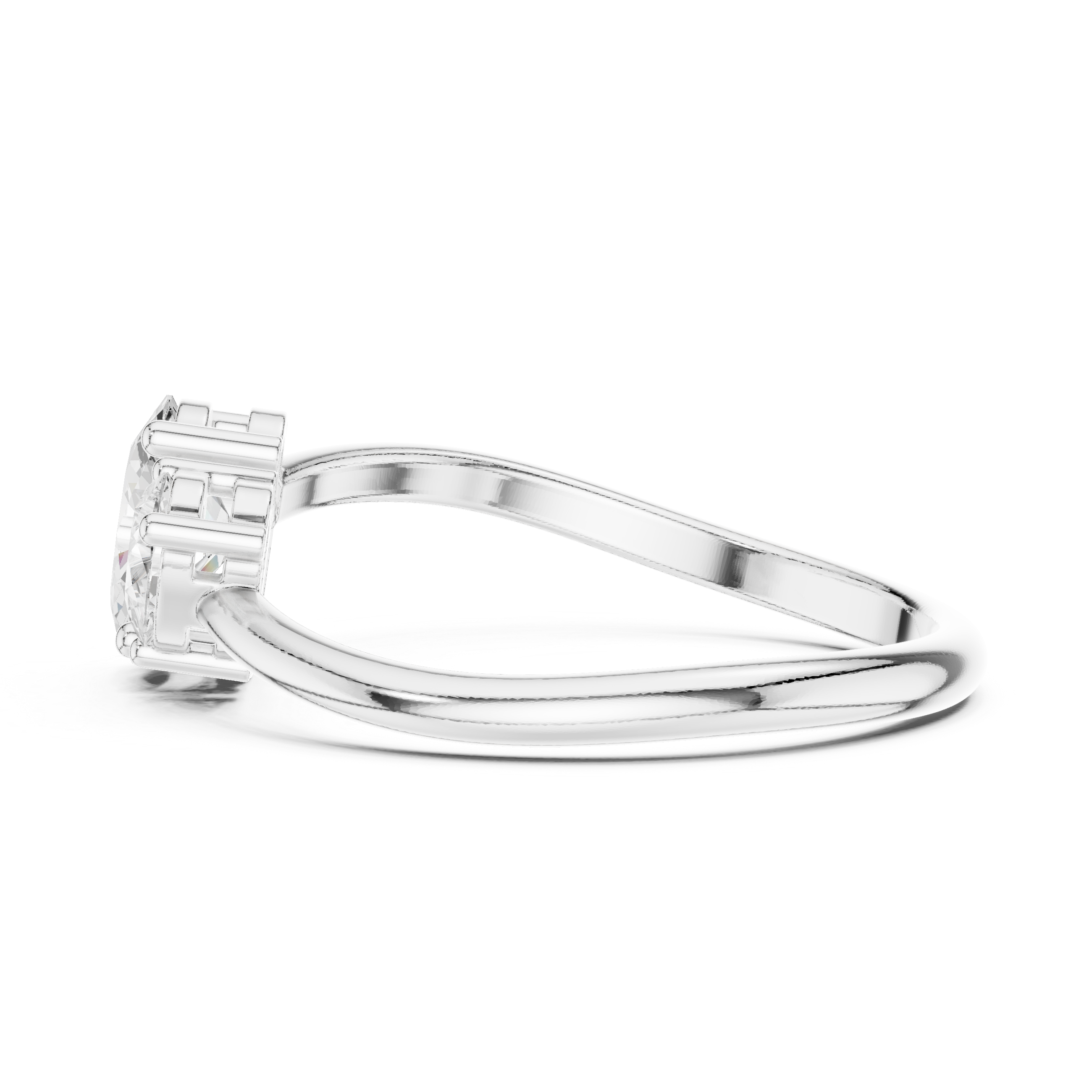 Toi et Moi Oval and Pear Cut Diamond Bypass Ring