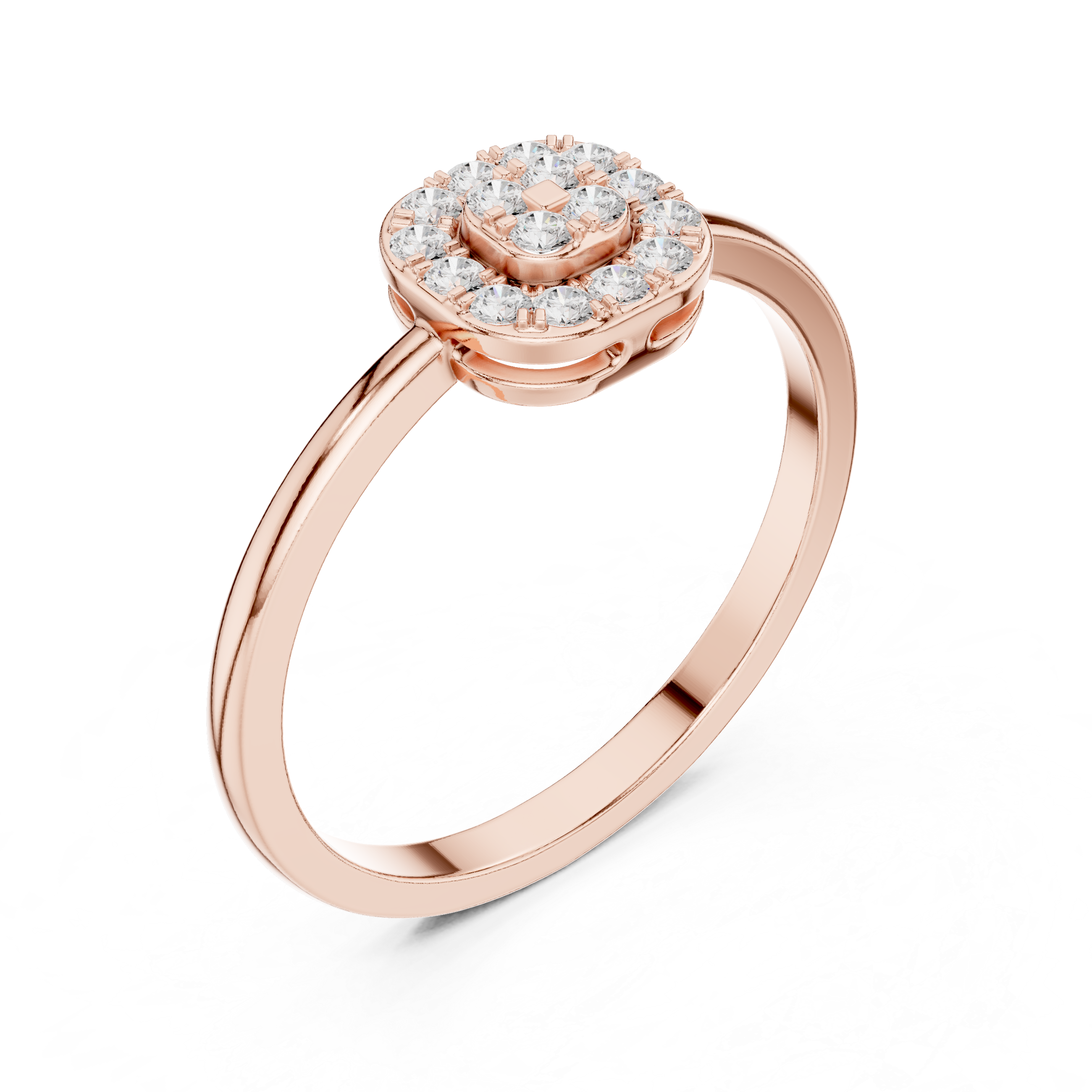 Round Cut Halo Cluster Engagement Ring